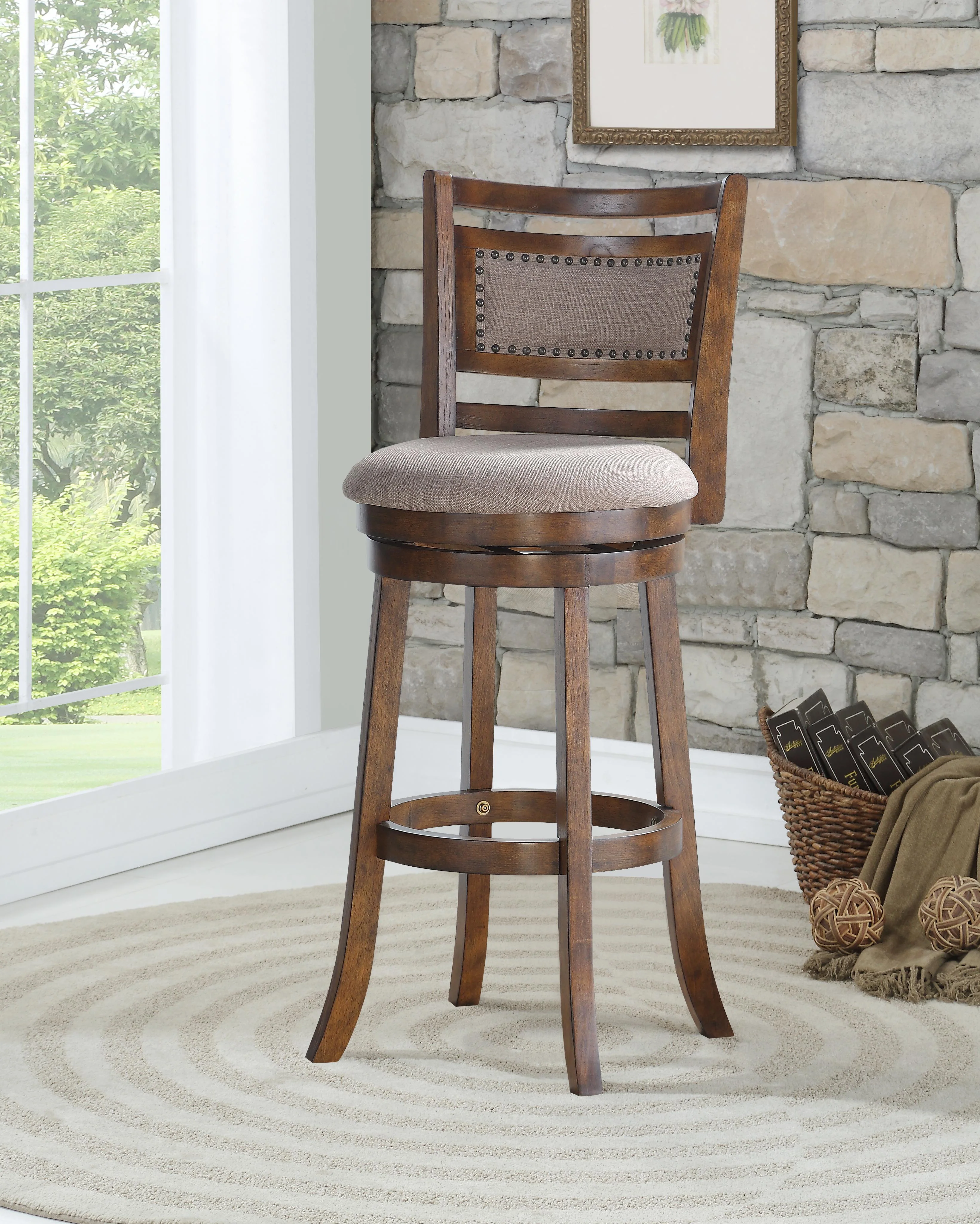 ABERDEEN 29" BAR STOOL-DK BROWN W/FABRIC SEAT - Image 6