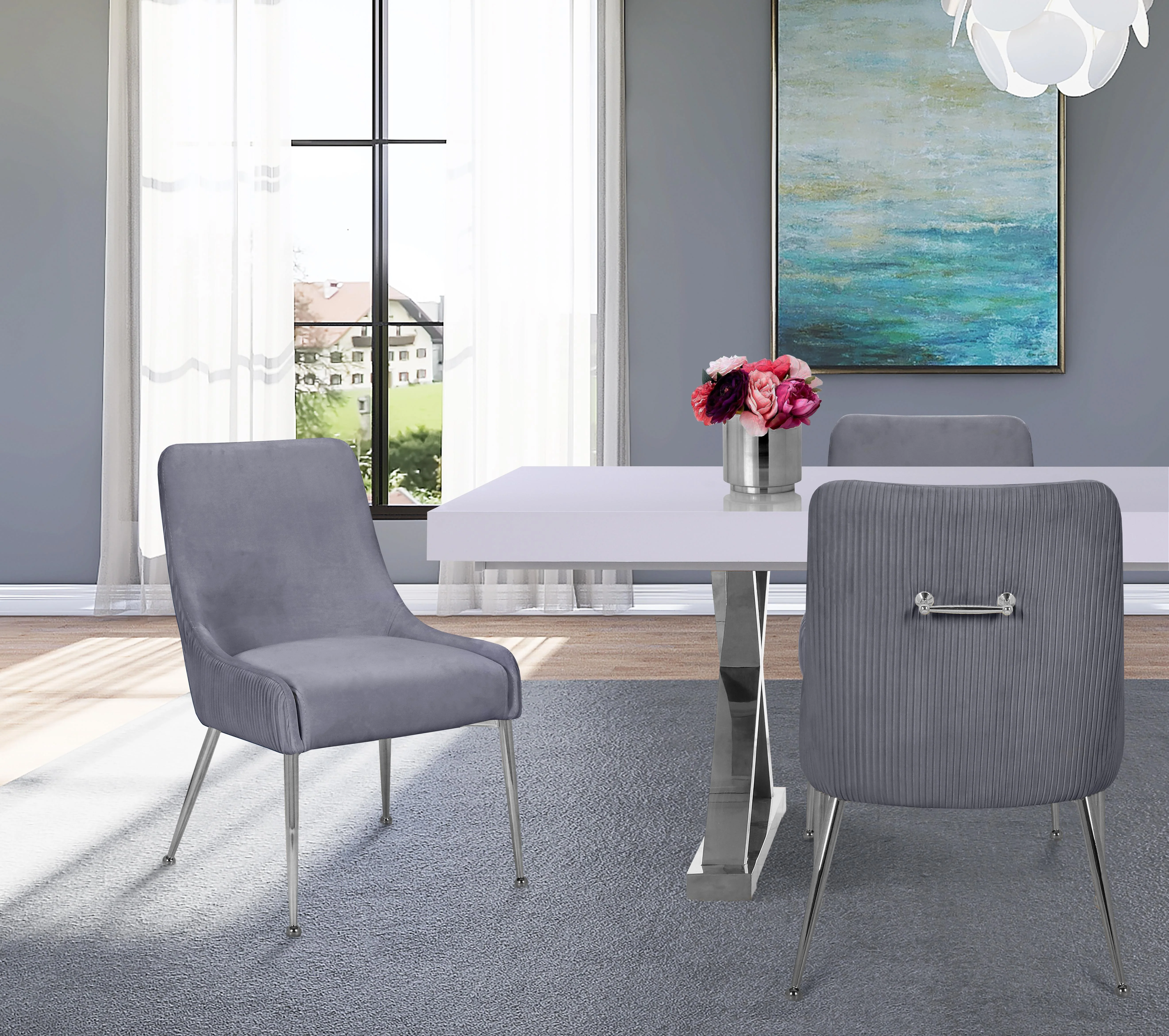 Ace Grey Velvet Dining Chair - Image 14