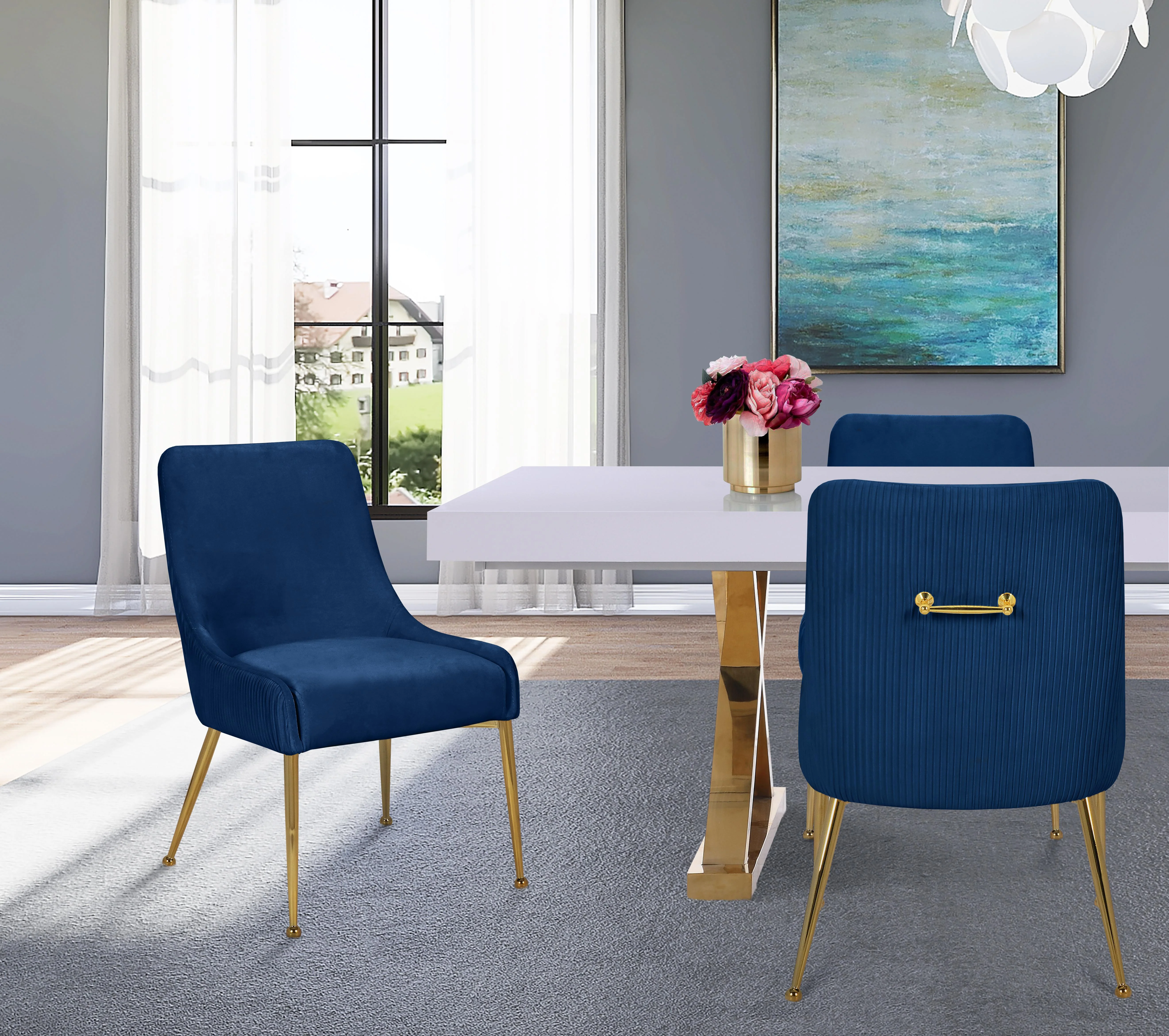 Ace Navy Velvet Dining Chair - Image 7