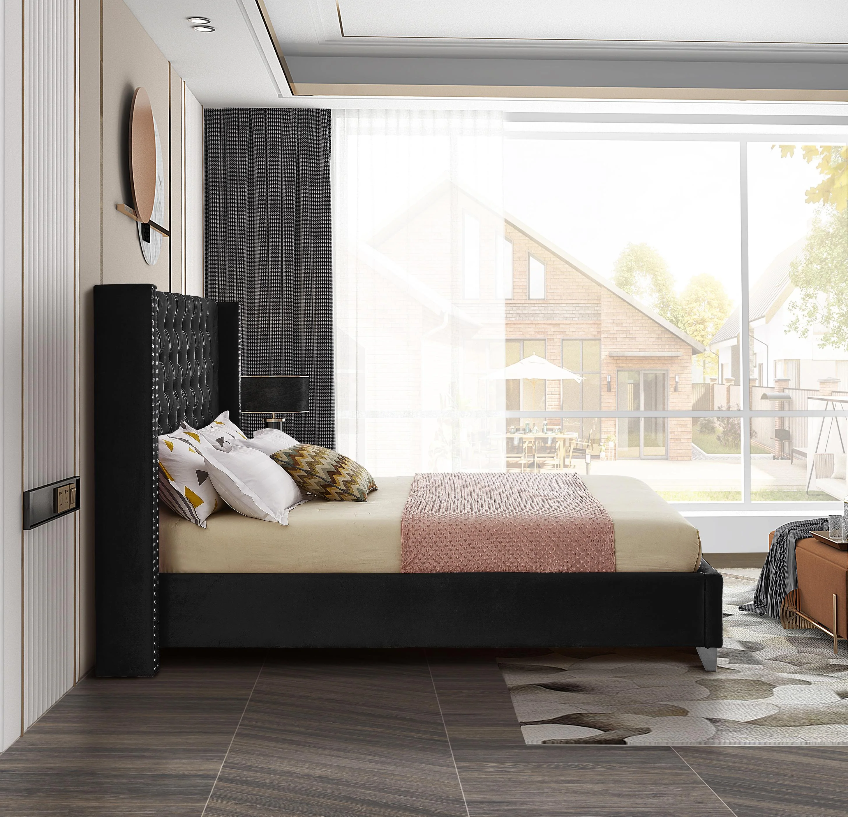 Aiden Black Velvet King Bed - Image 5