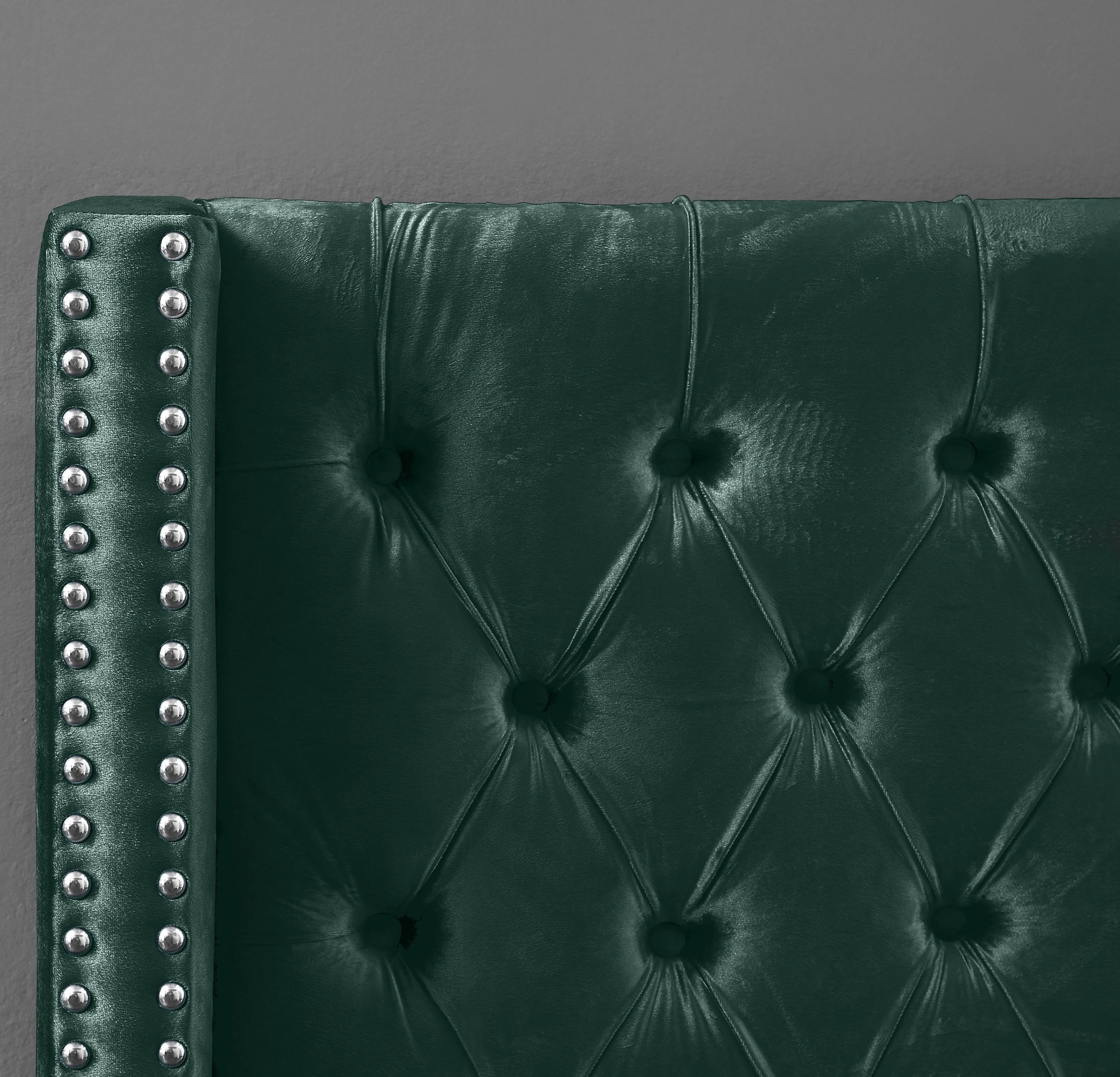 Aiden Green Velvet Full Bed - Image 7