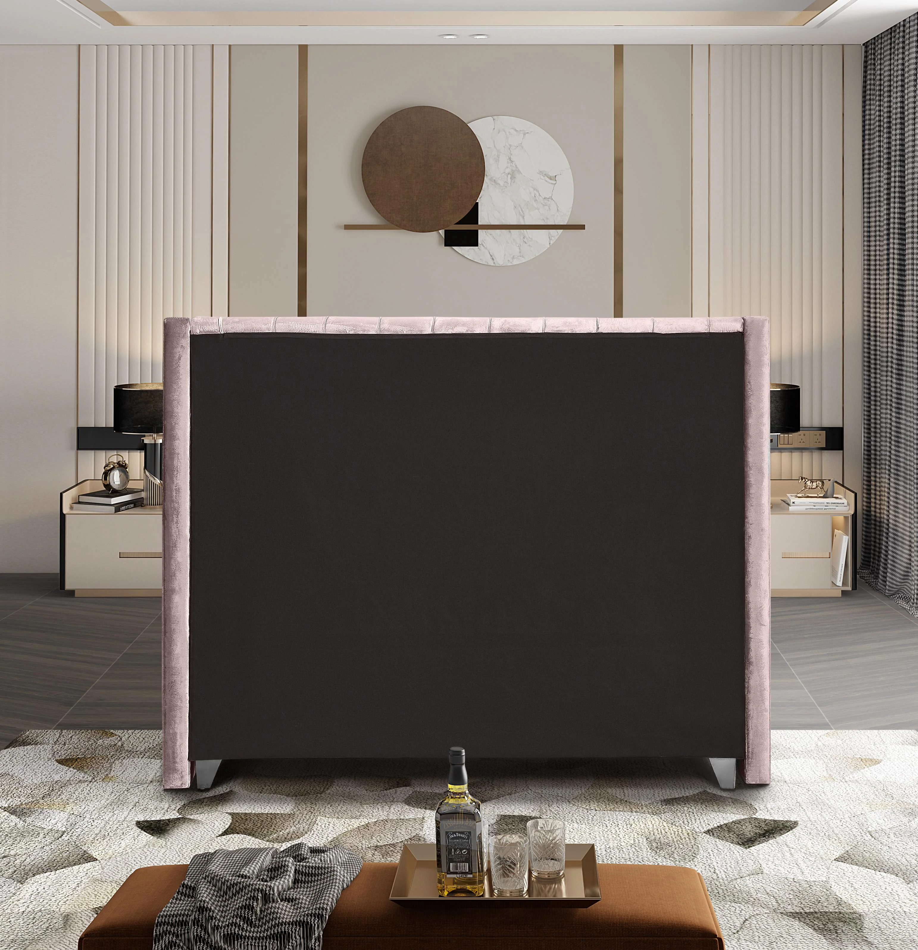 Aiden Pink Velvet King Bed - Image 6