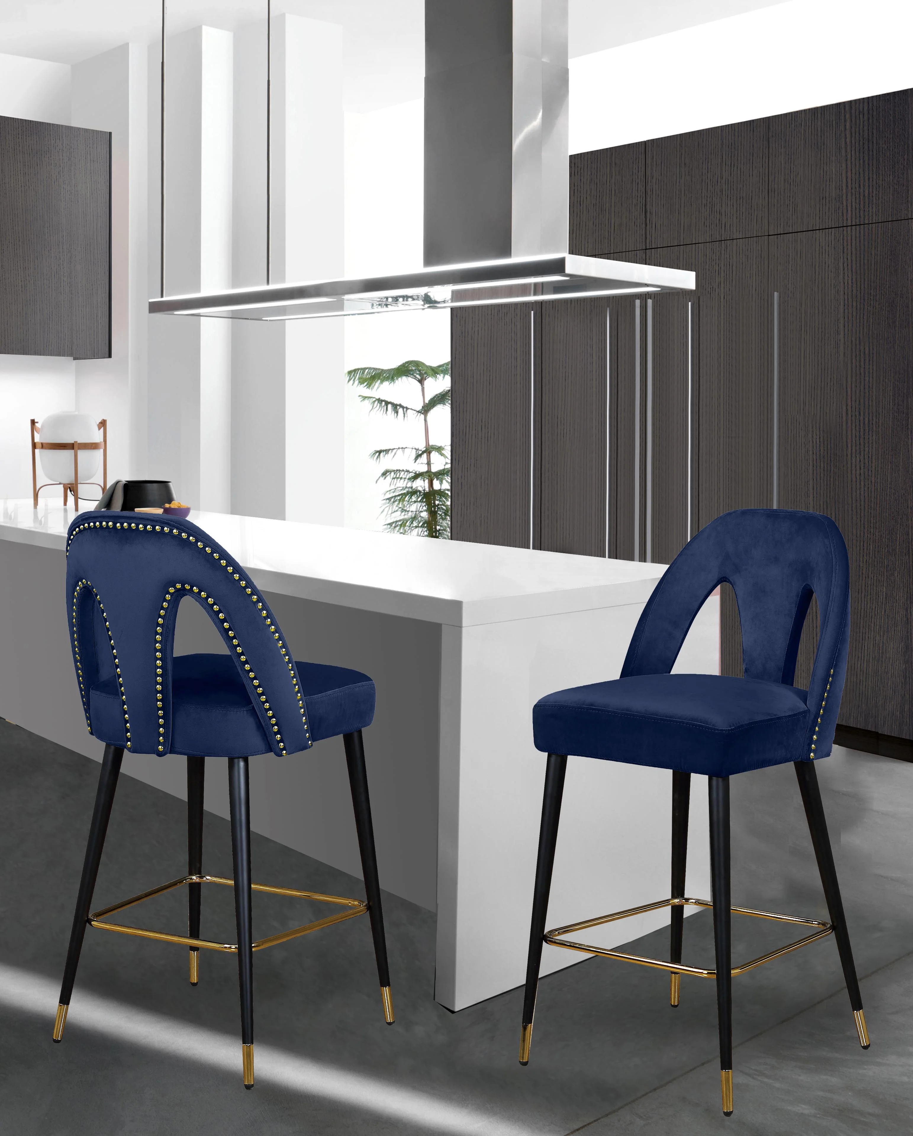 Akoya Navy Velvet Stool - Image 5