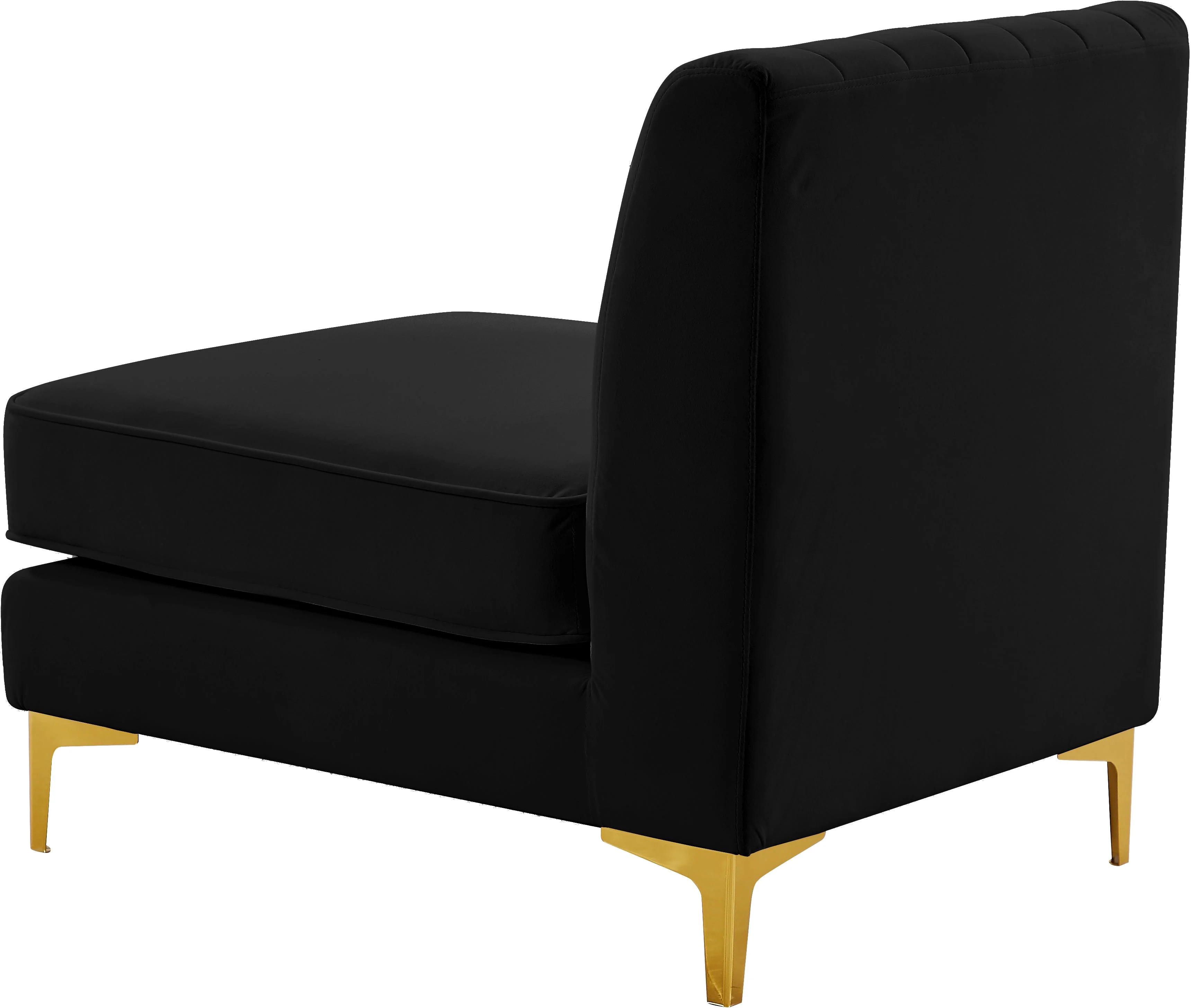 Alina Black Velvet Armless Chair - Image 5
