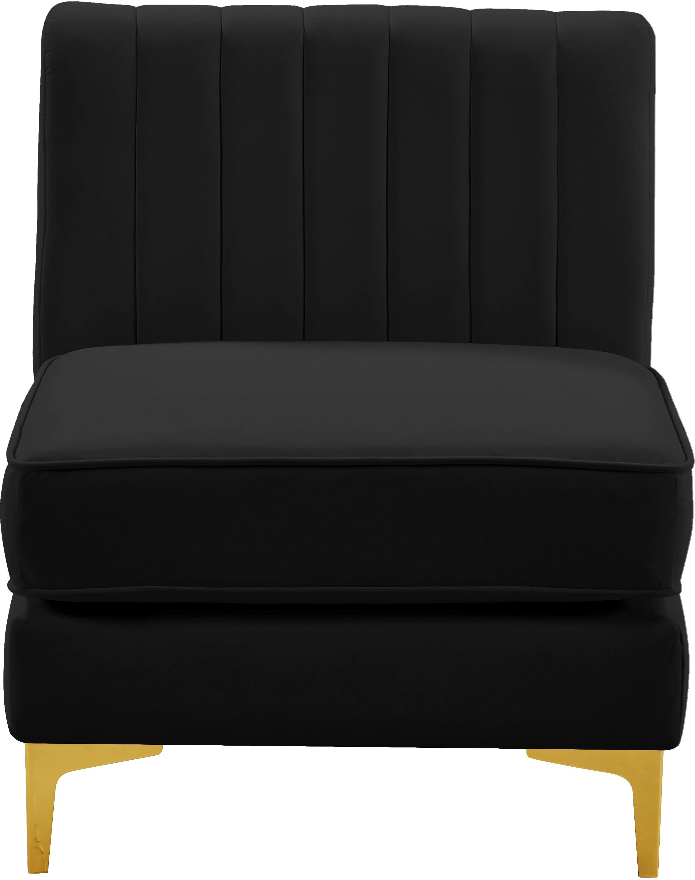 Alina Black Velvet Armless Chair - Image 6