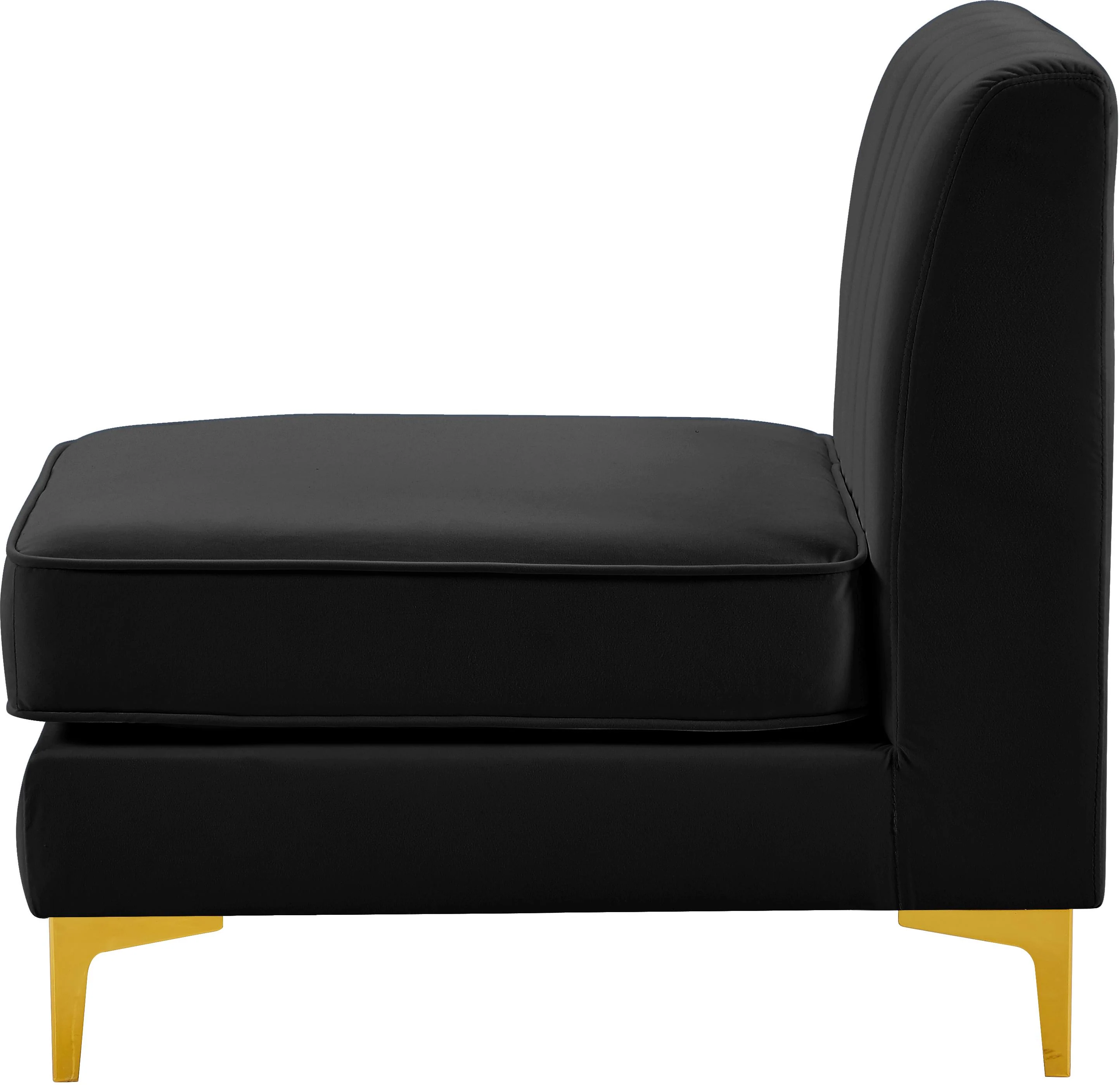 Alina Black Velvet Armless Chair - Image 7