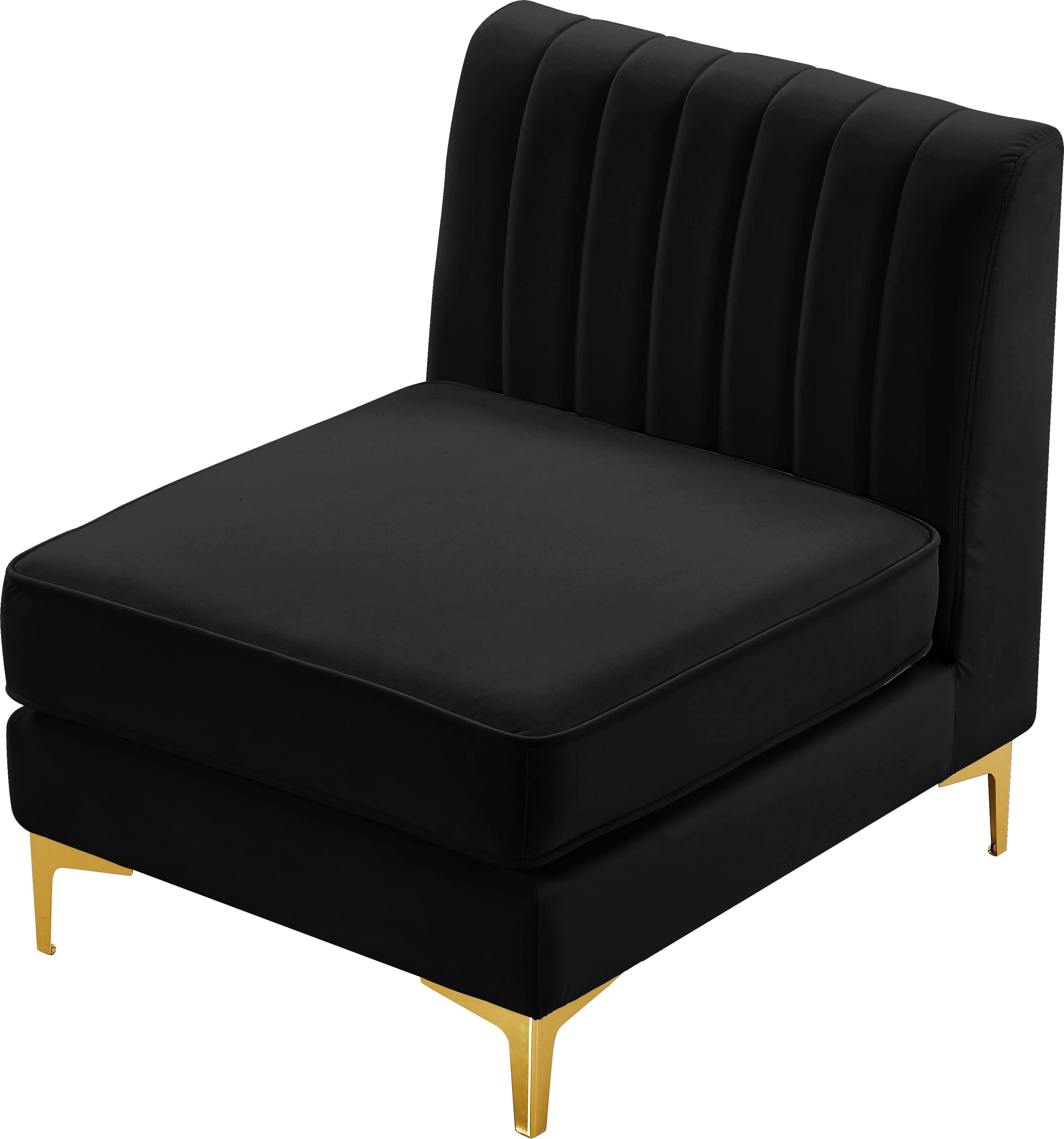 Alina Black Velvet Armless Chair - Image 8