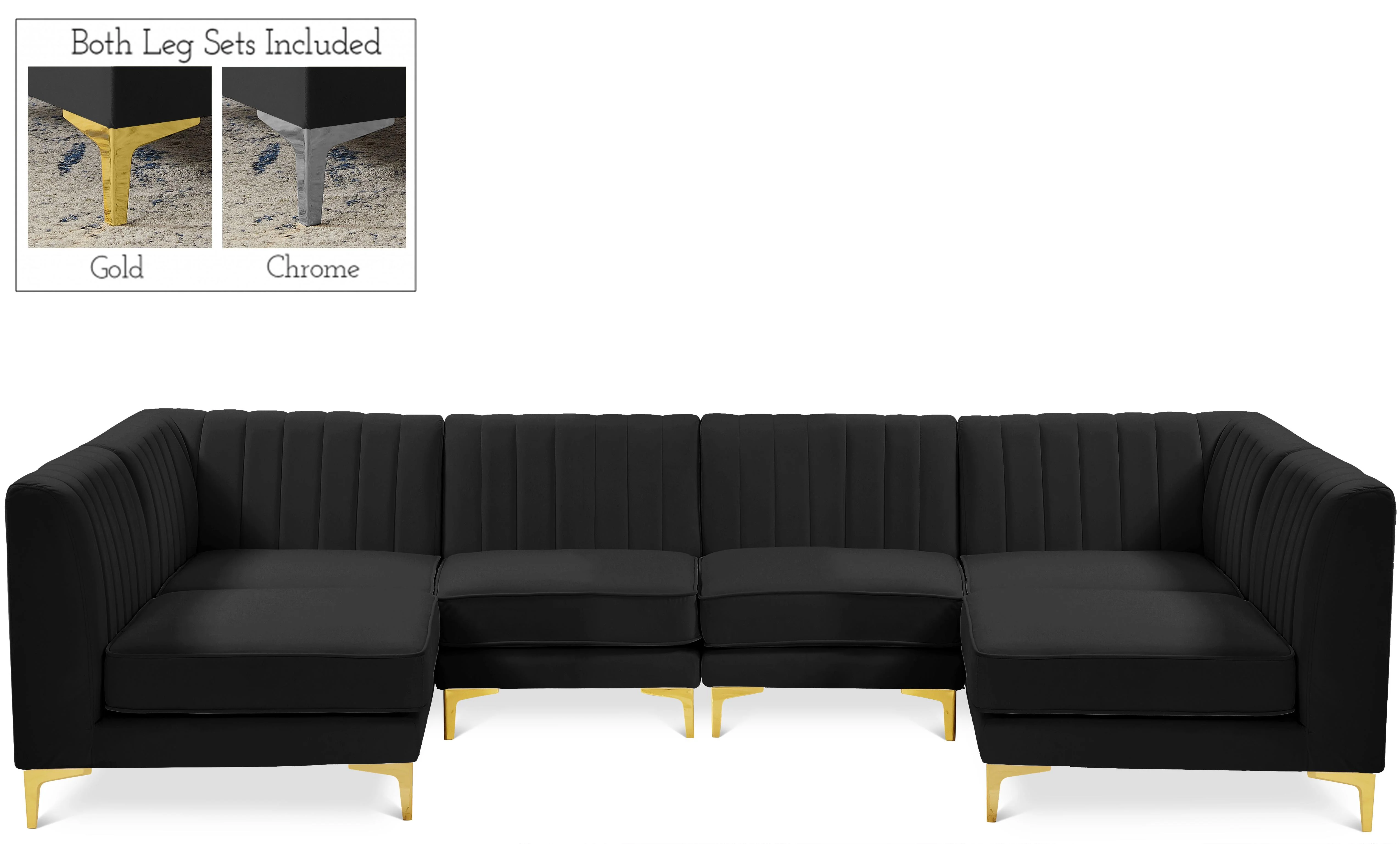 Alina Black Velvet Modular Sectional - Image 38