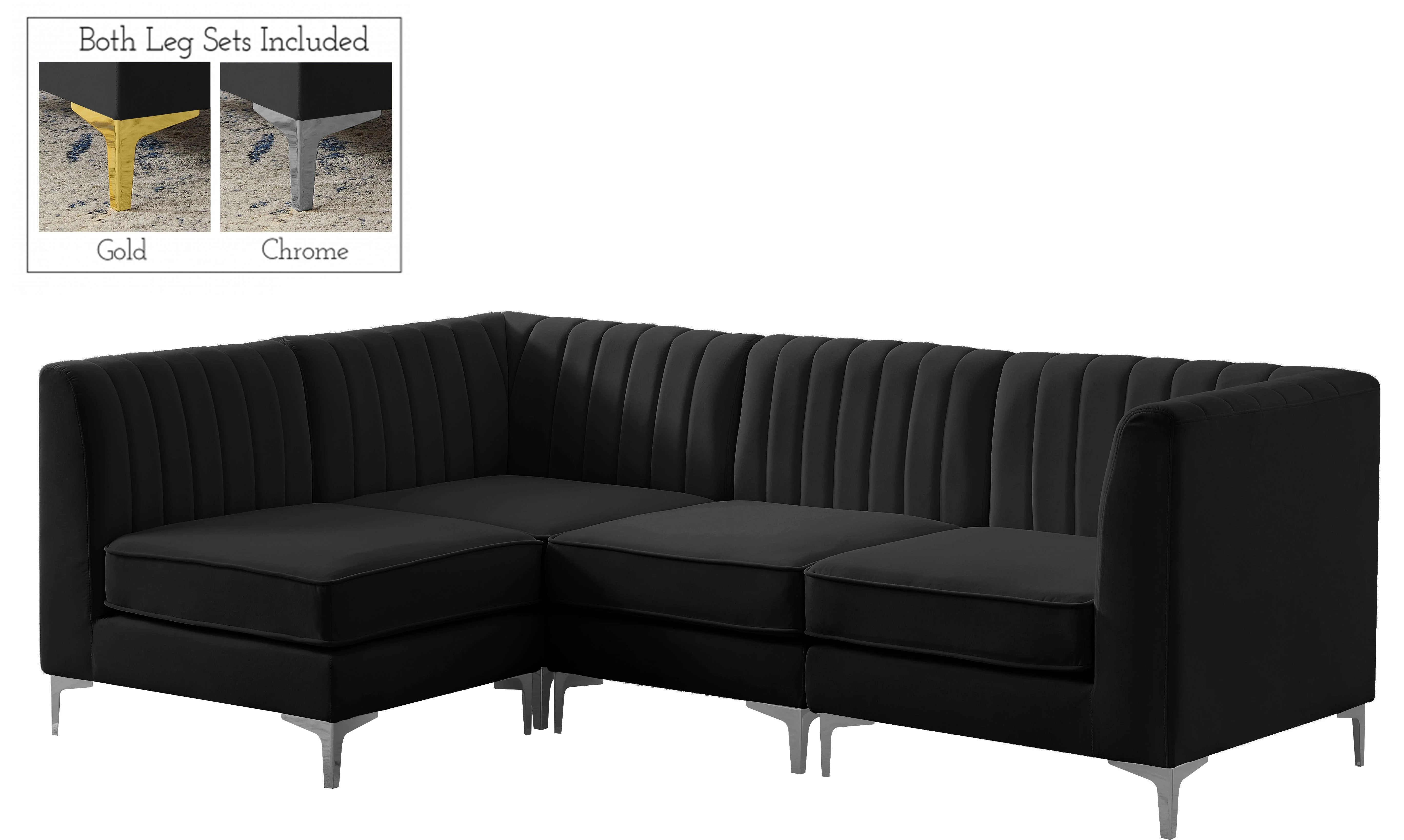 Alina Black Velvet Modular Sectional - Image 4
