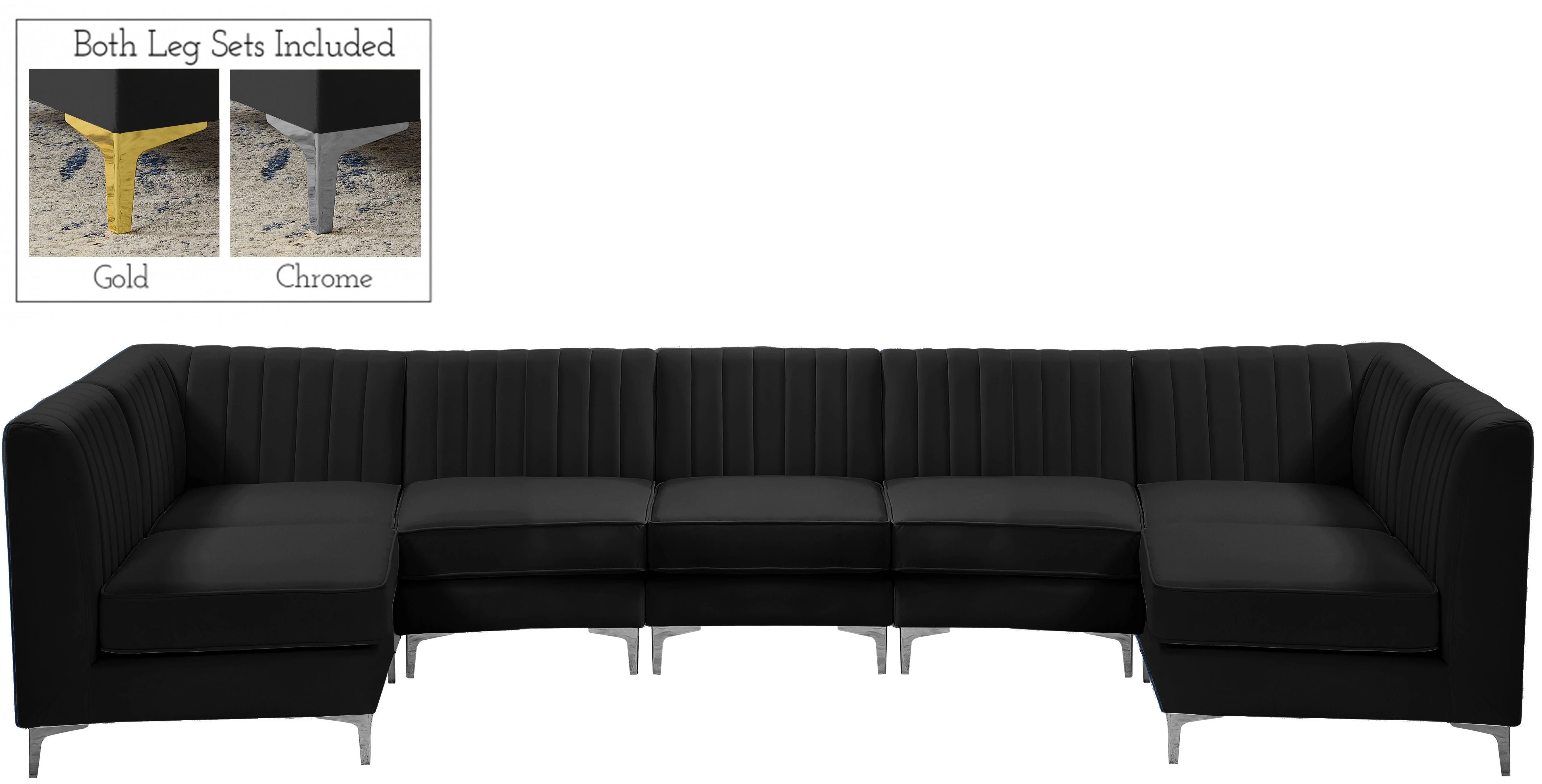 Alina Black Velvet Modular Sectional - Image 46