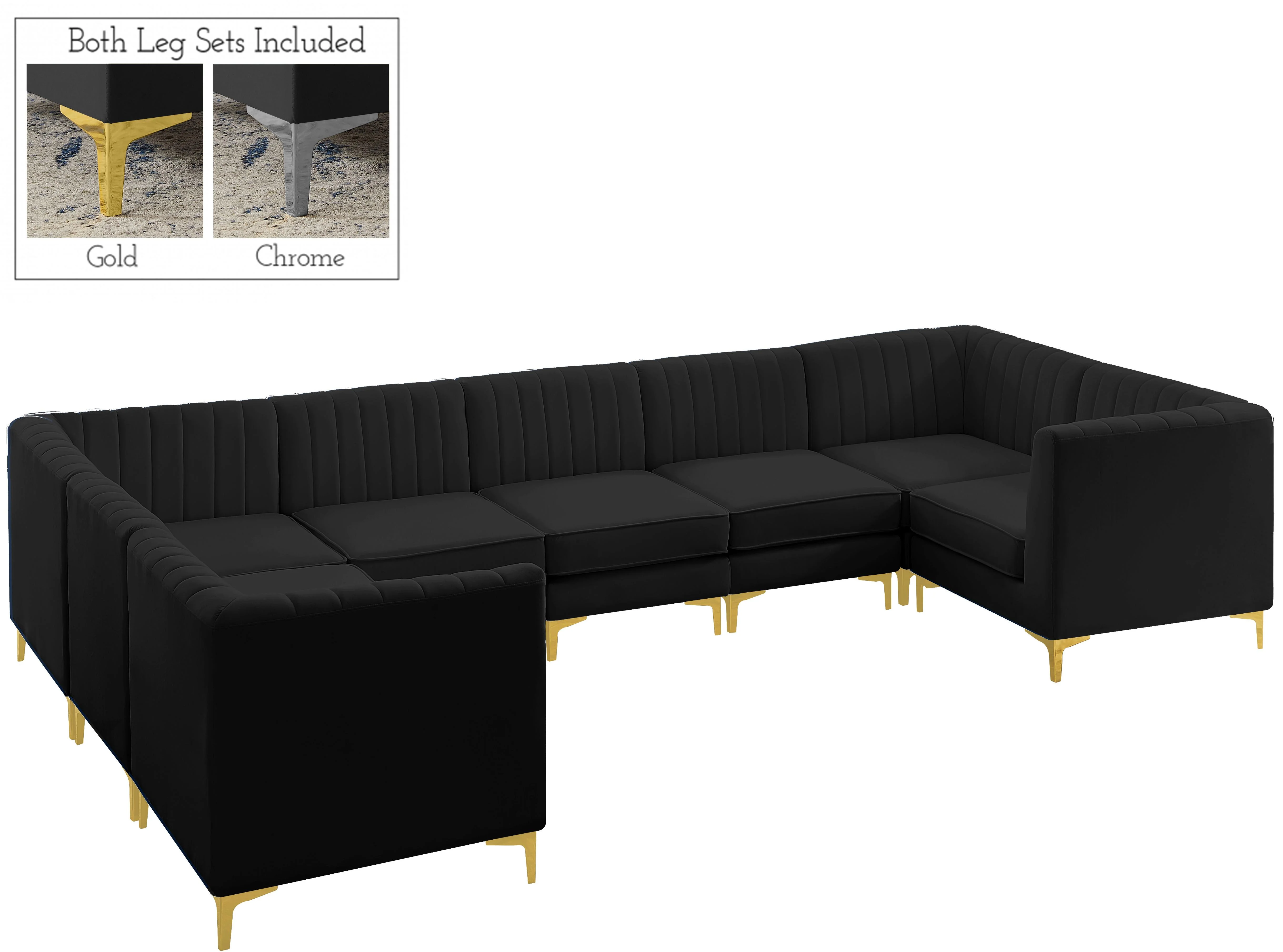 Alina Black Velvet Modular Sectional - Image 70