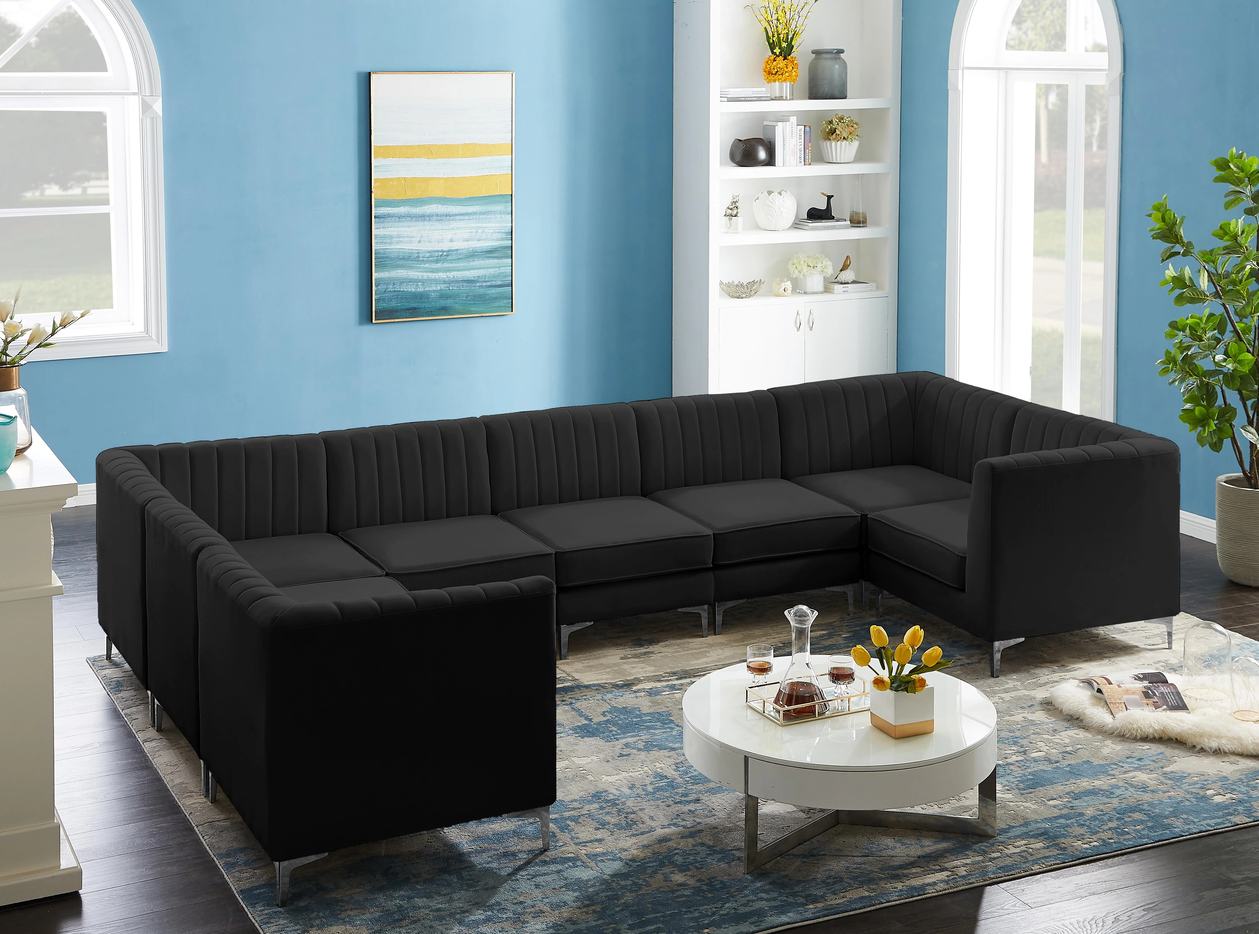 Alina Black Velvet Modular Sectional - Image 73