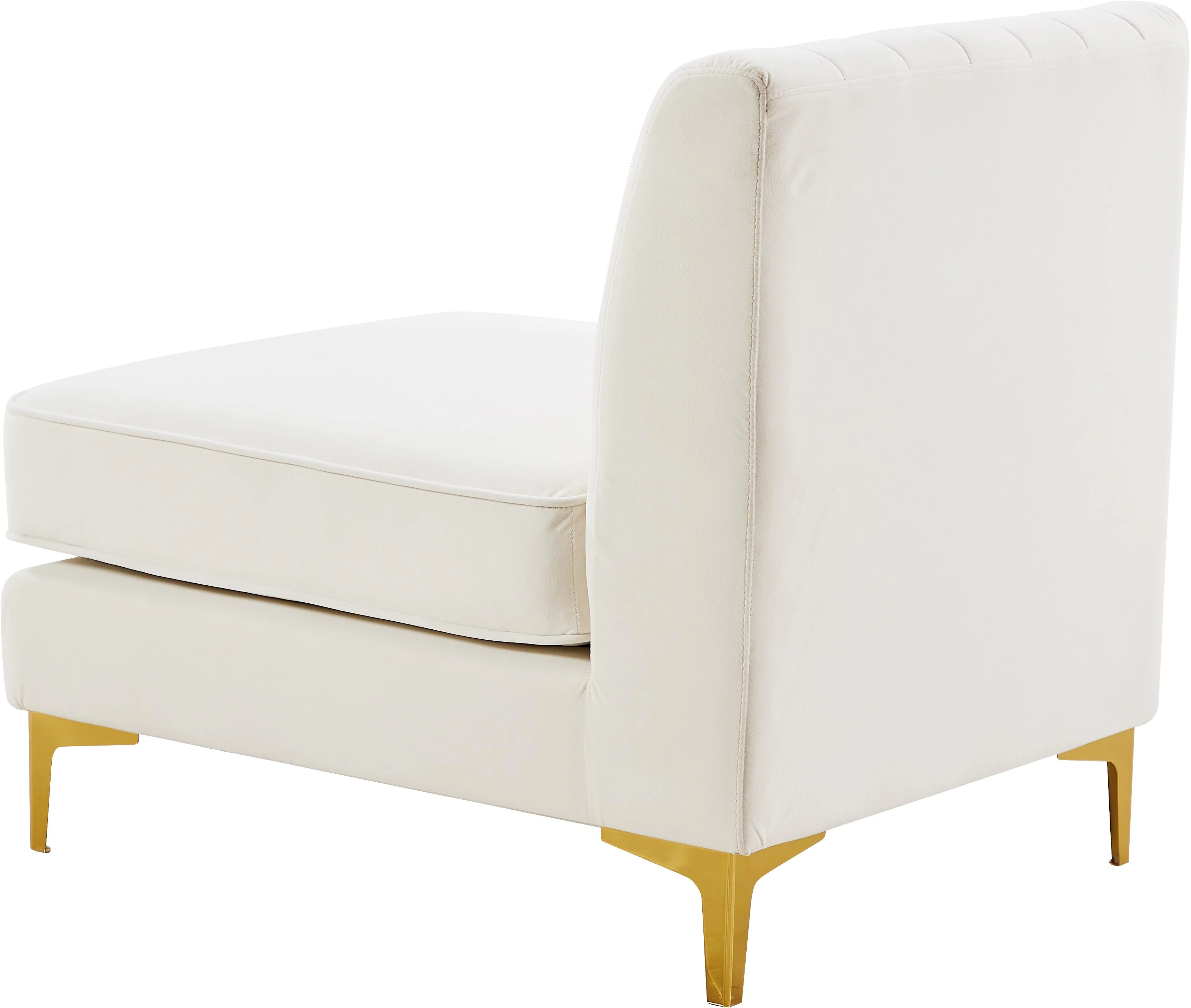 Alina Cream Velvet Armless Chair - Image 5