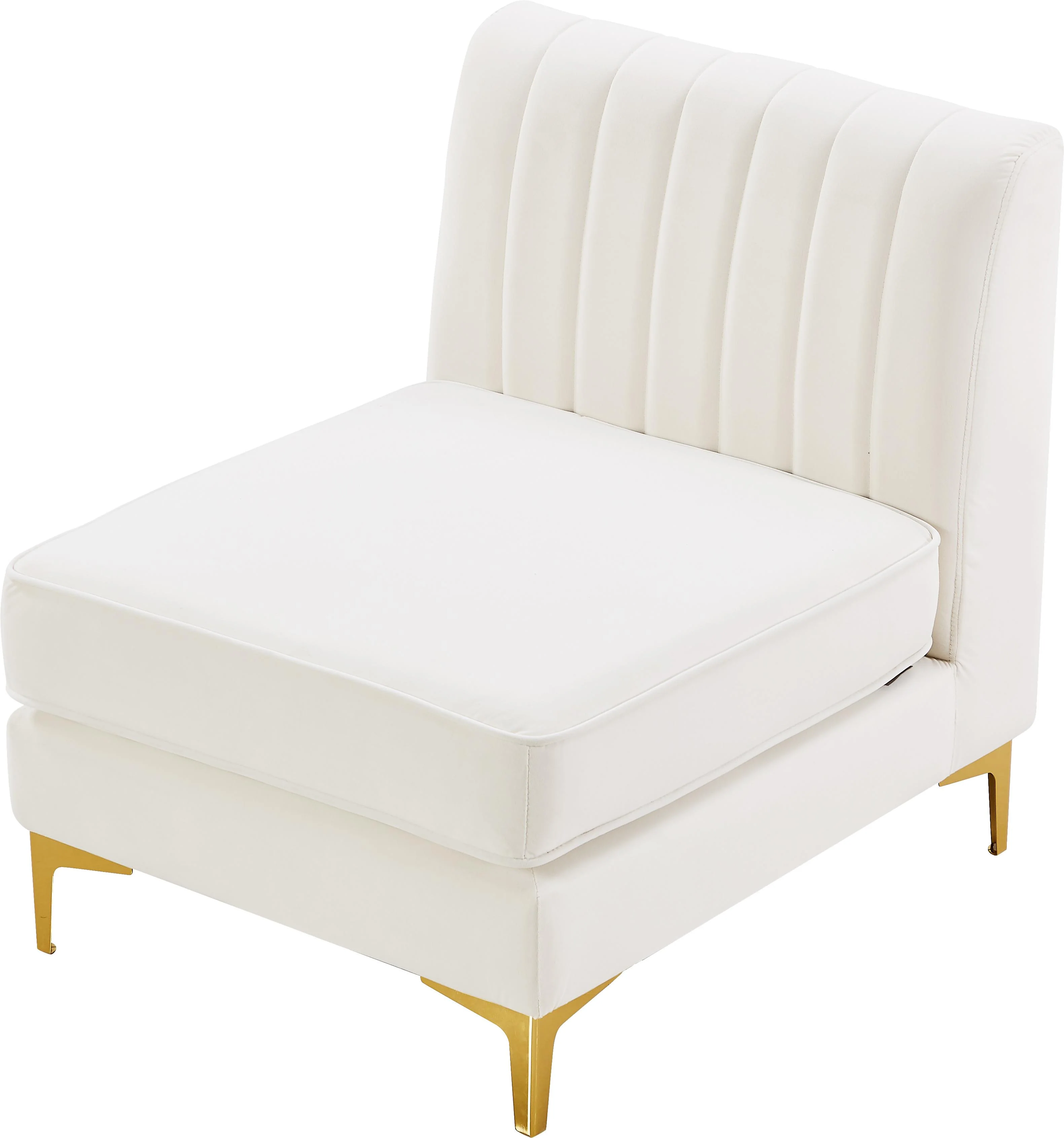 Alina Cream Velvet Armless Chair - Image 8