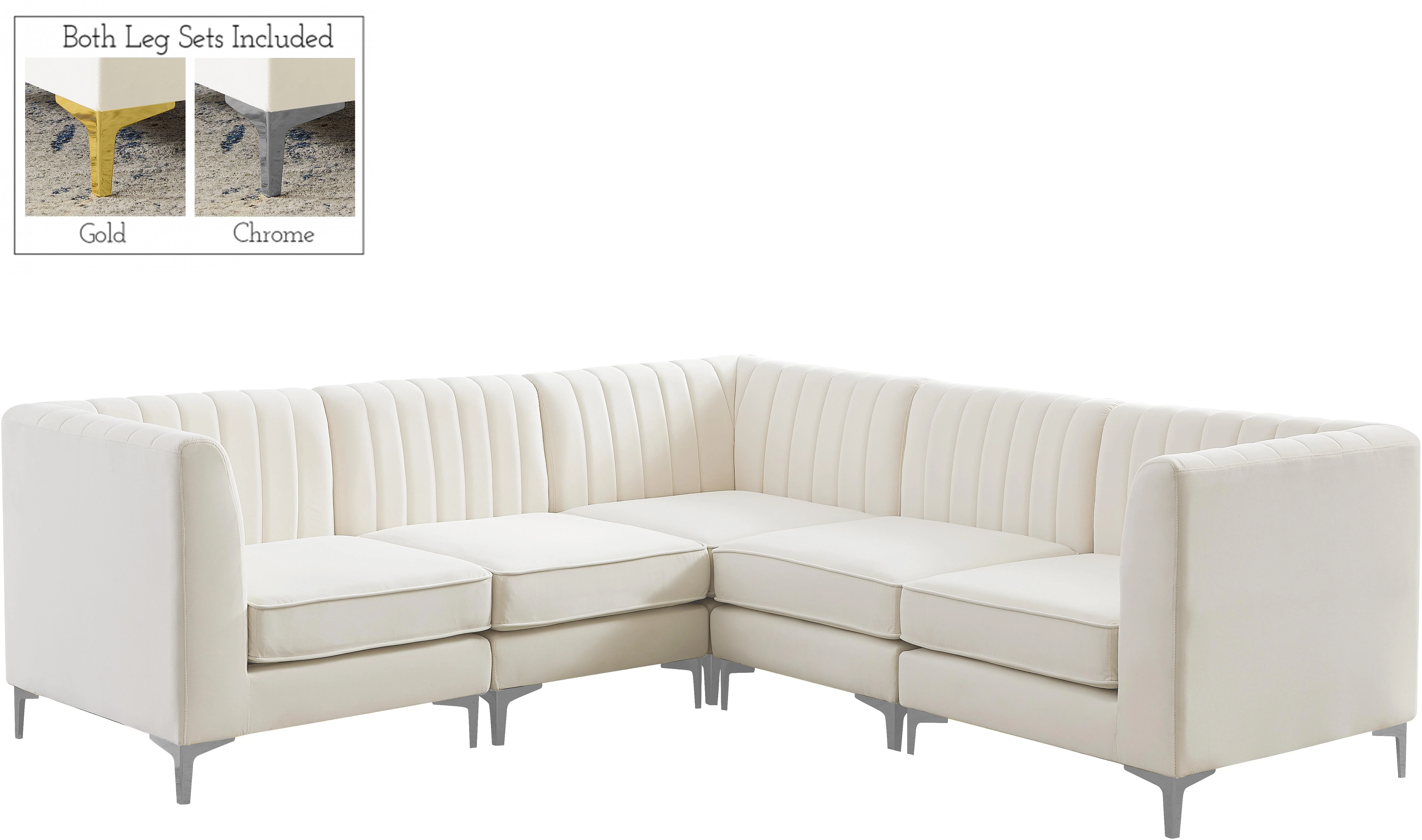 Alina Cream Velvet Modular Sectional - Image 24