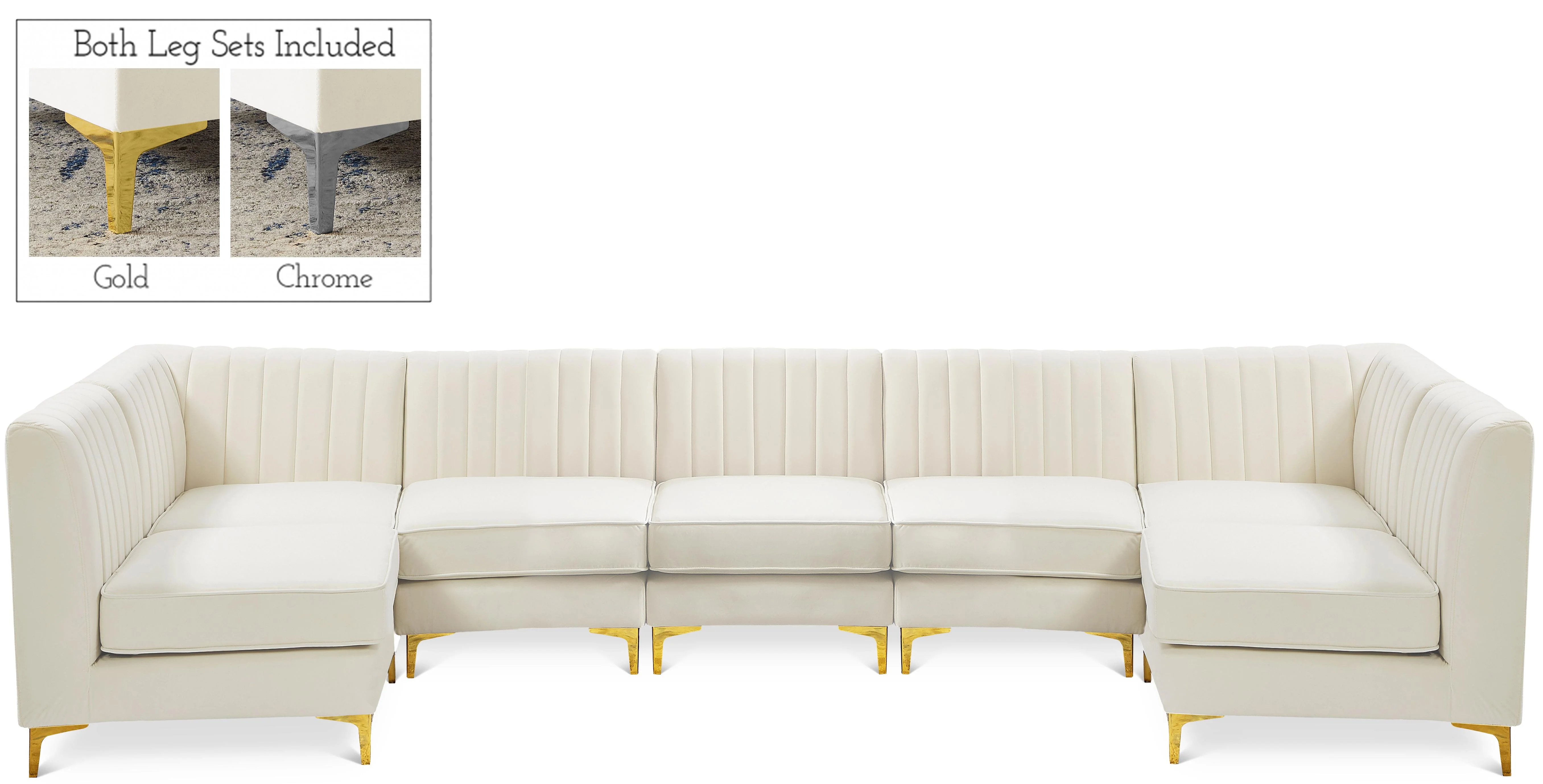 Alina Cream Velvet Modular Sectional - Image 45