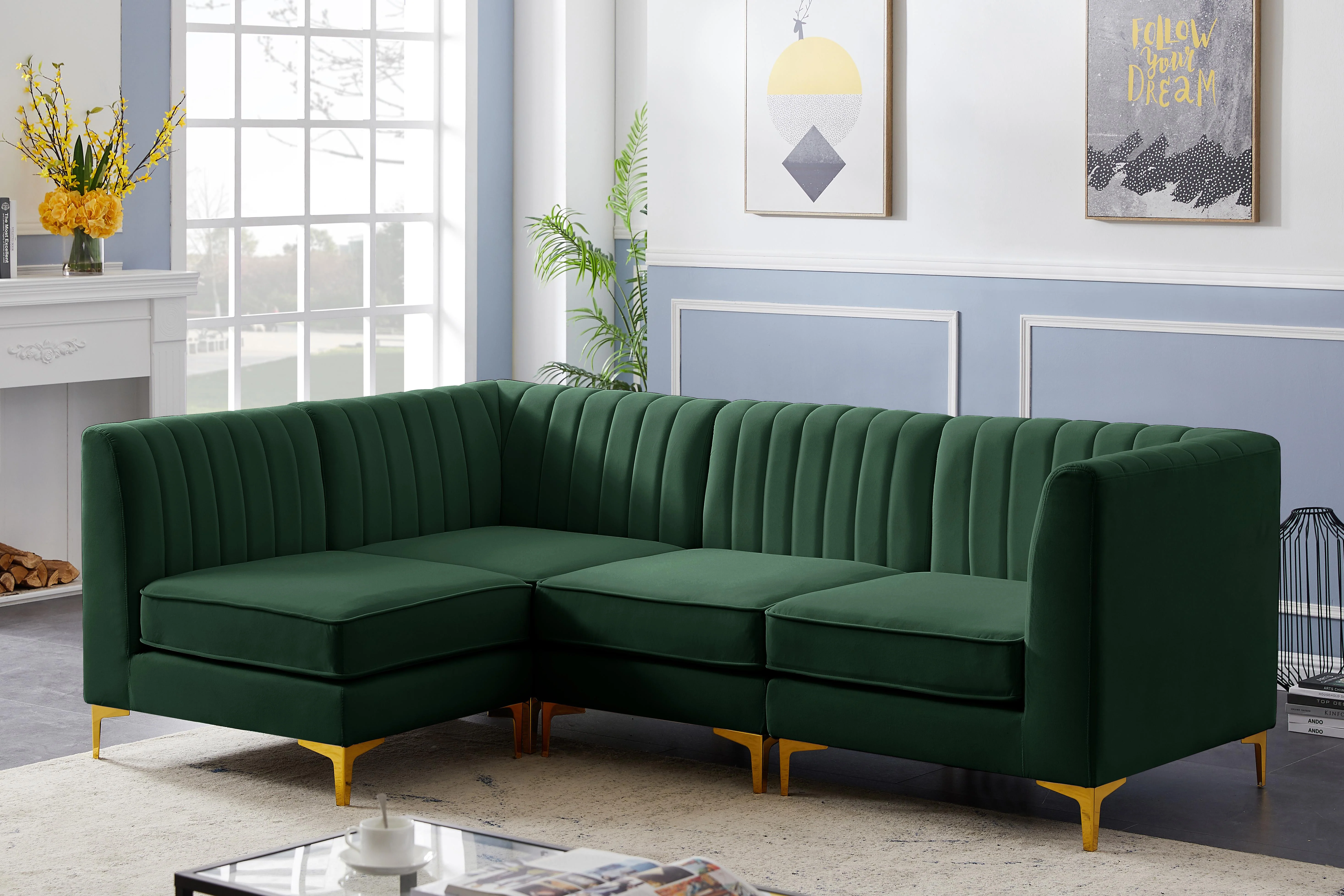 Alina Green Velvet Modular Sectional - Image 30