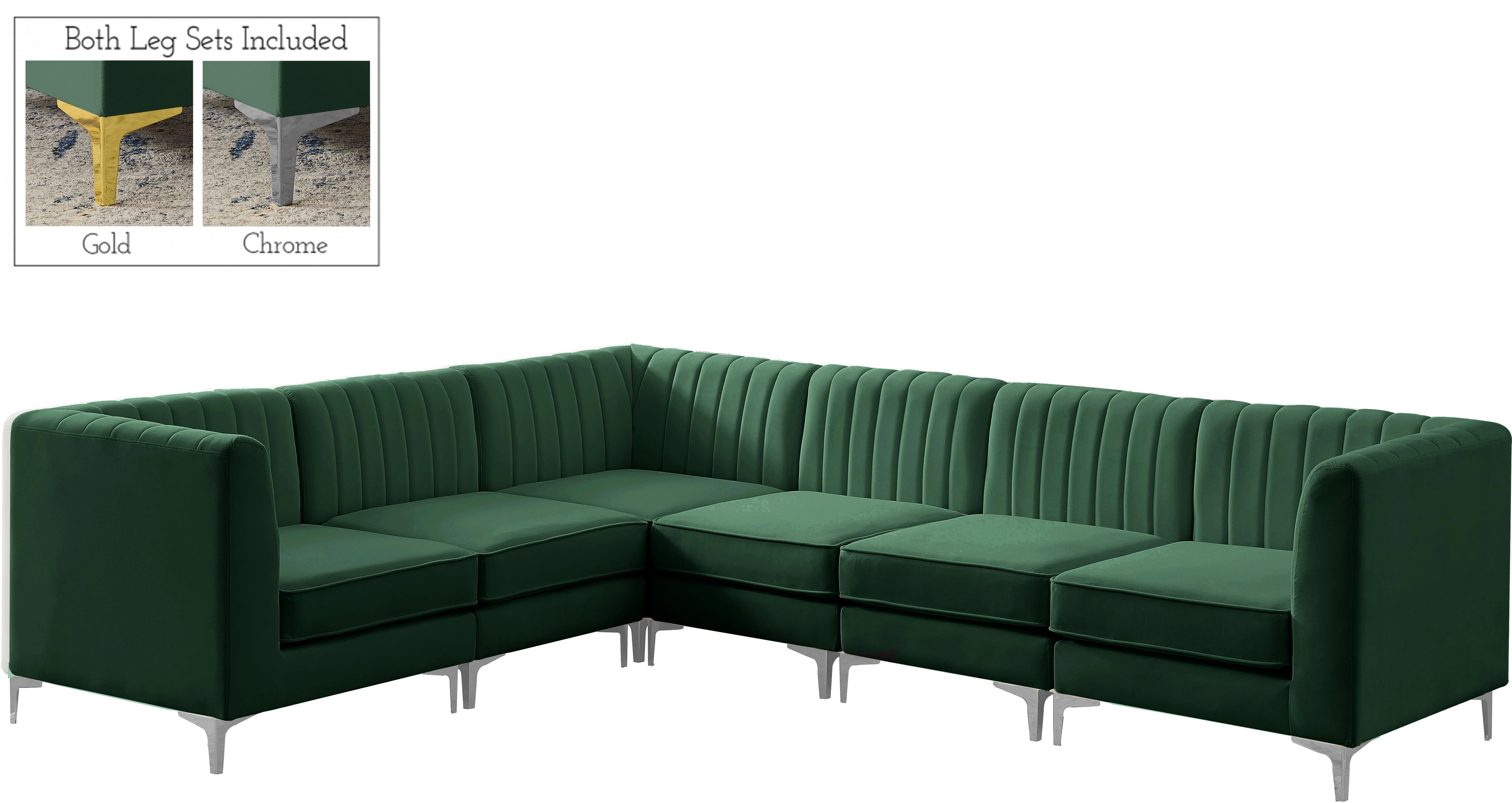 Alina Green Velvet Modular Sectional - Image 57