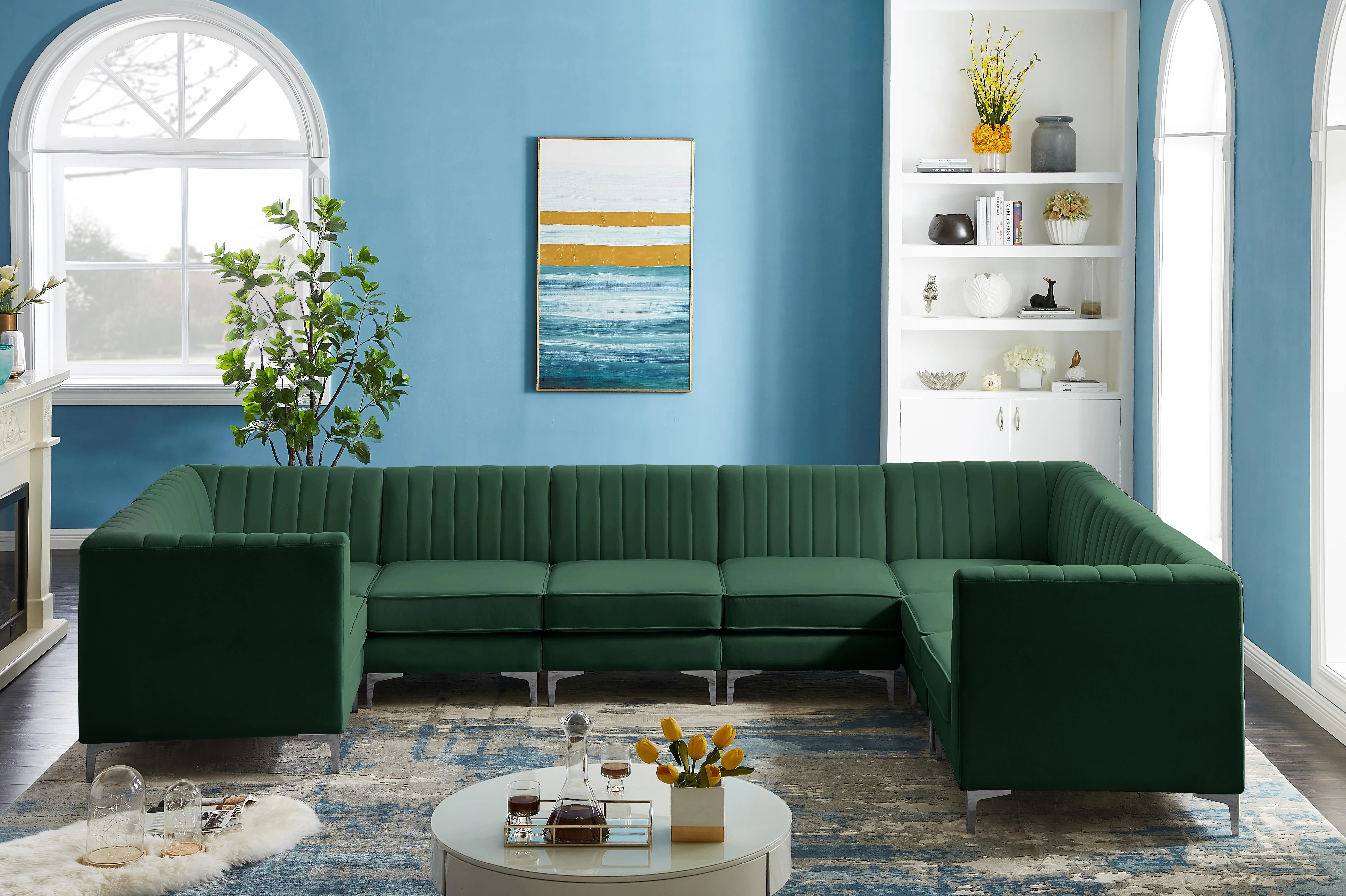Alina Green Velvet Modular Sectional - Image 87