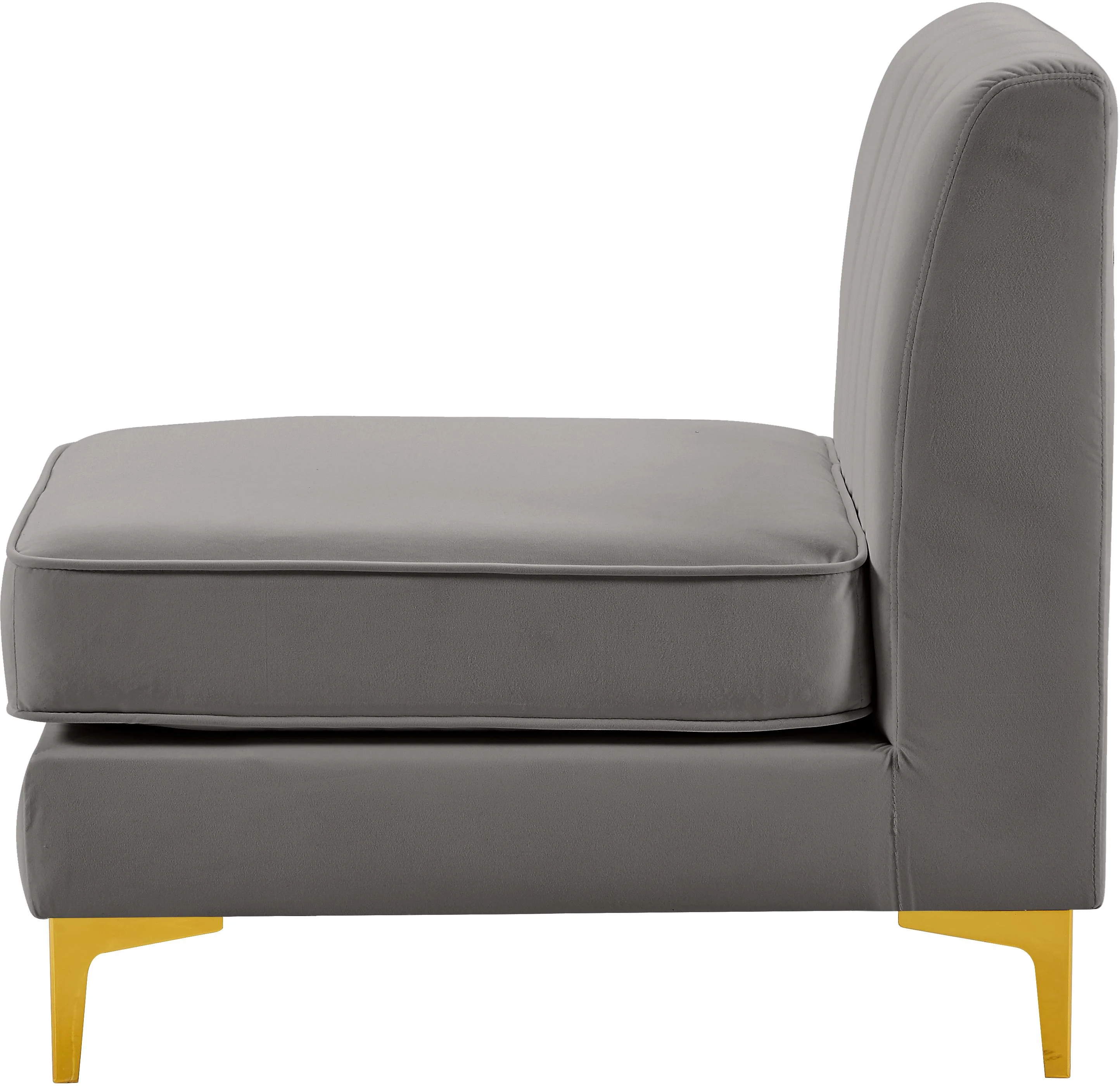 Alina Grey Velvet Armless Chair - Image 7