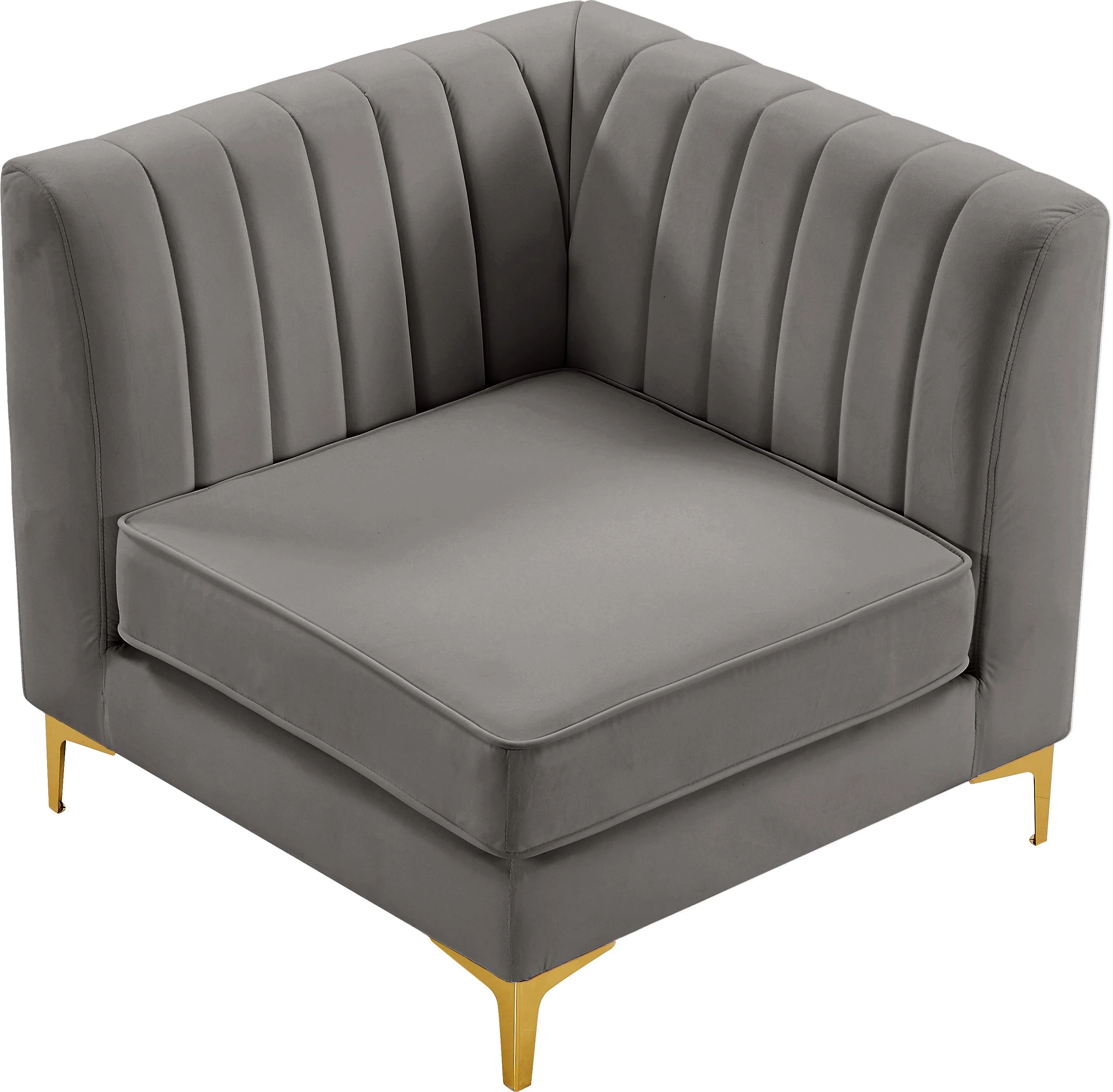 Alina Grey Velvet Corner Chair - Image 6