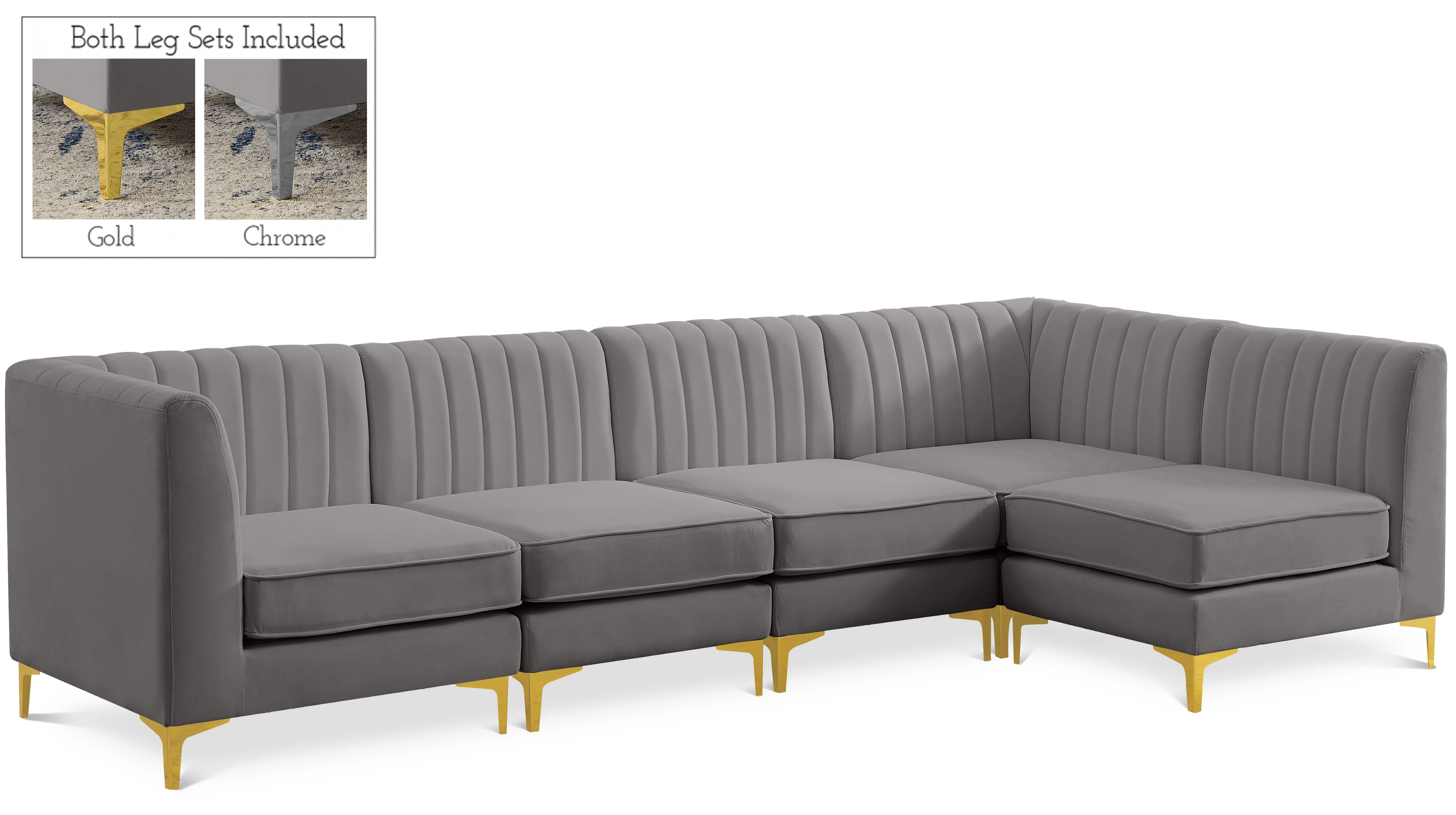 Alina Grey Velvet Modular Sectional - Image 17