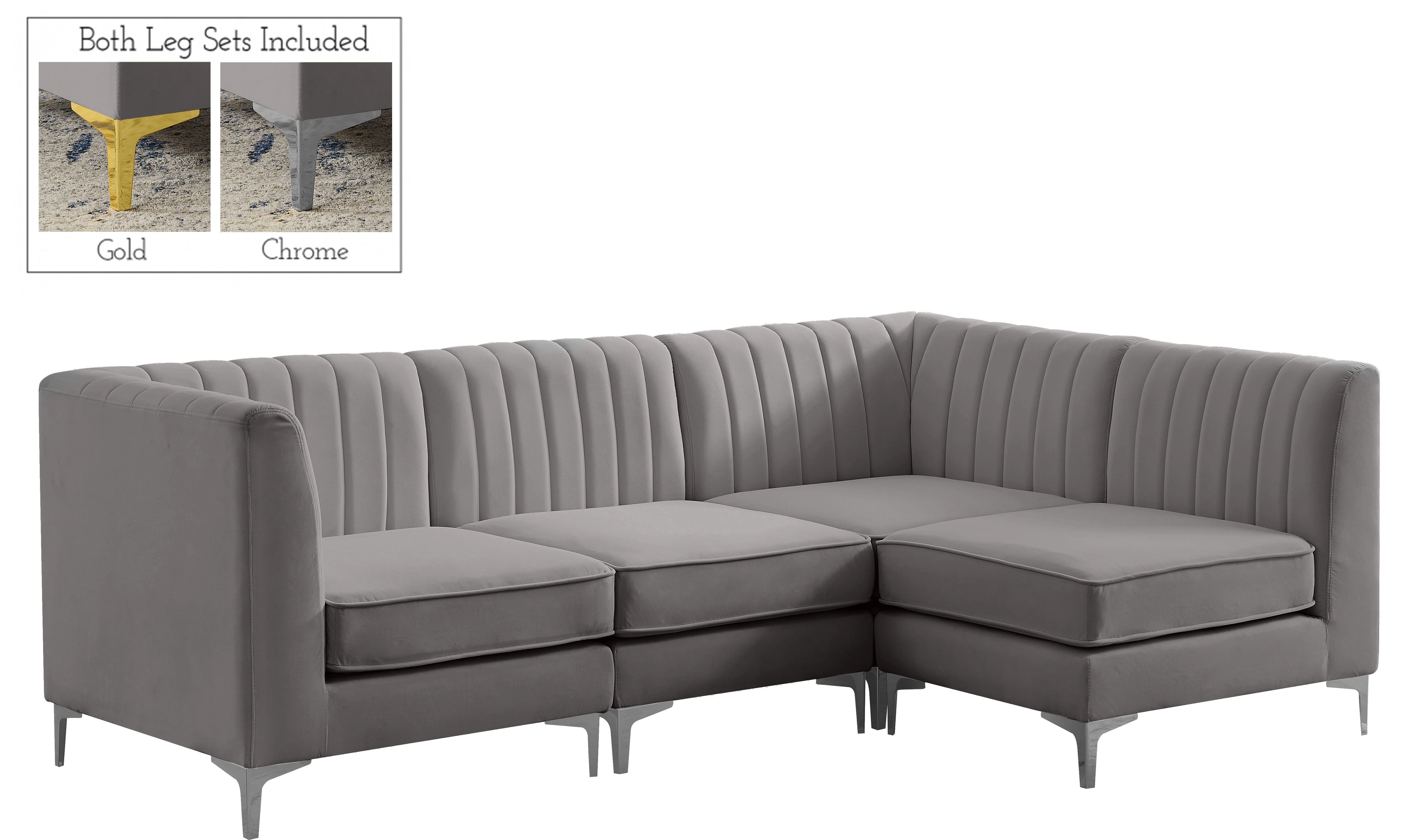 Alina Grey Velvet Modular Sectional - Image 2