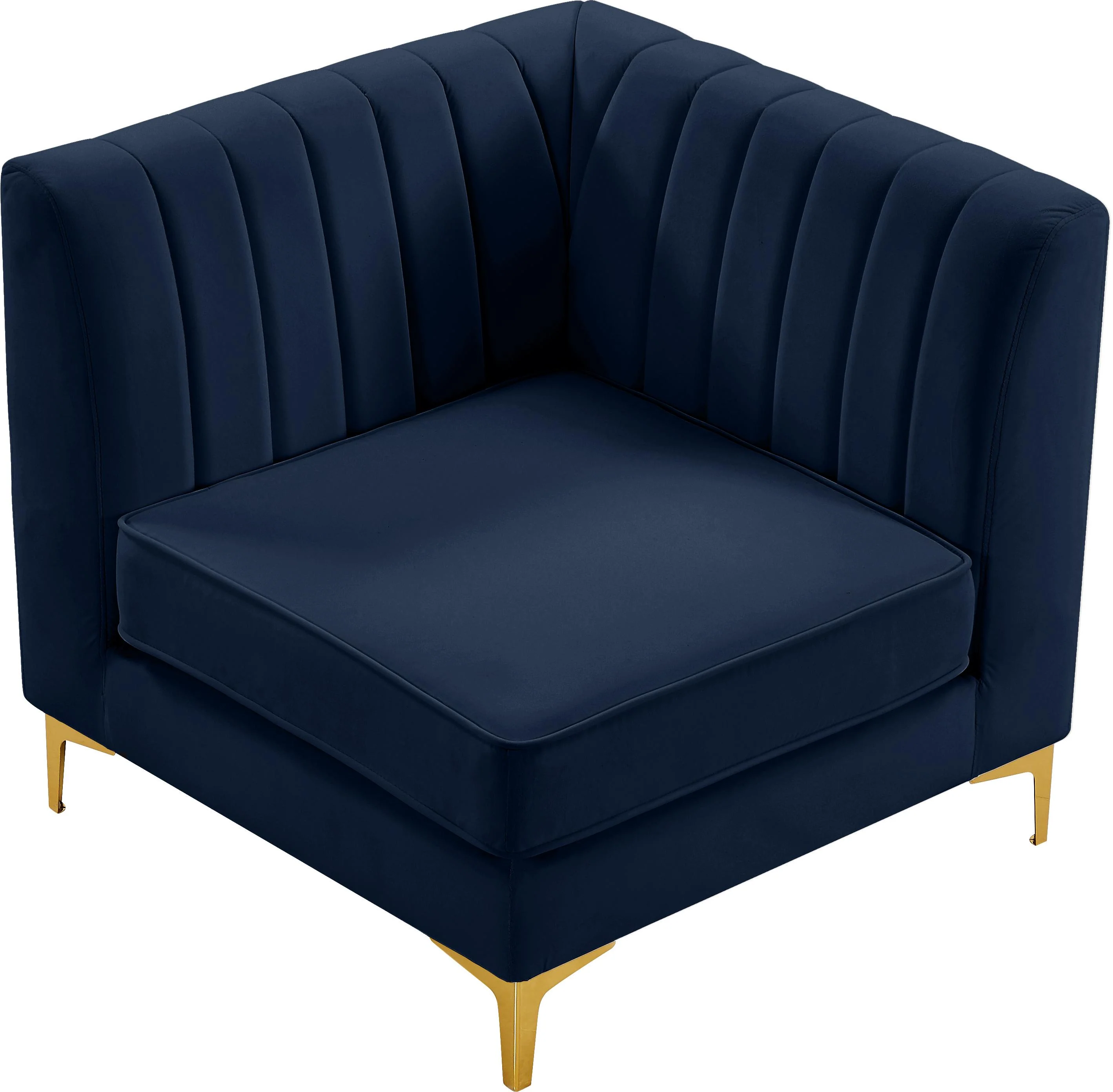 Alina Navy Velvet Corner Chair - Image 6