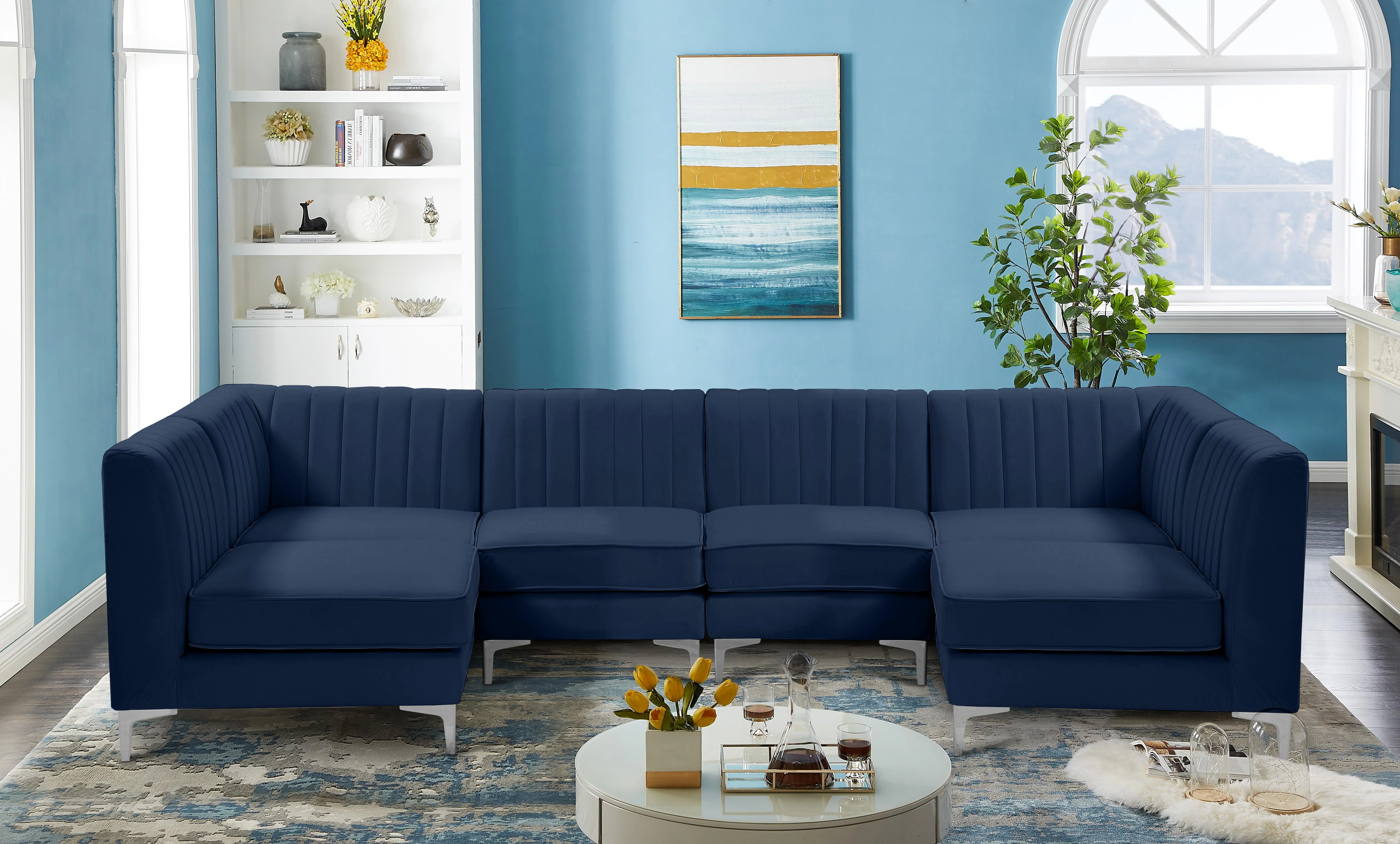 Alina Navy Velvet Modular Sectional - Image 41