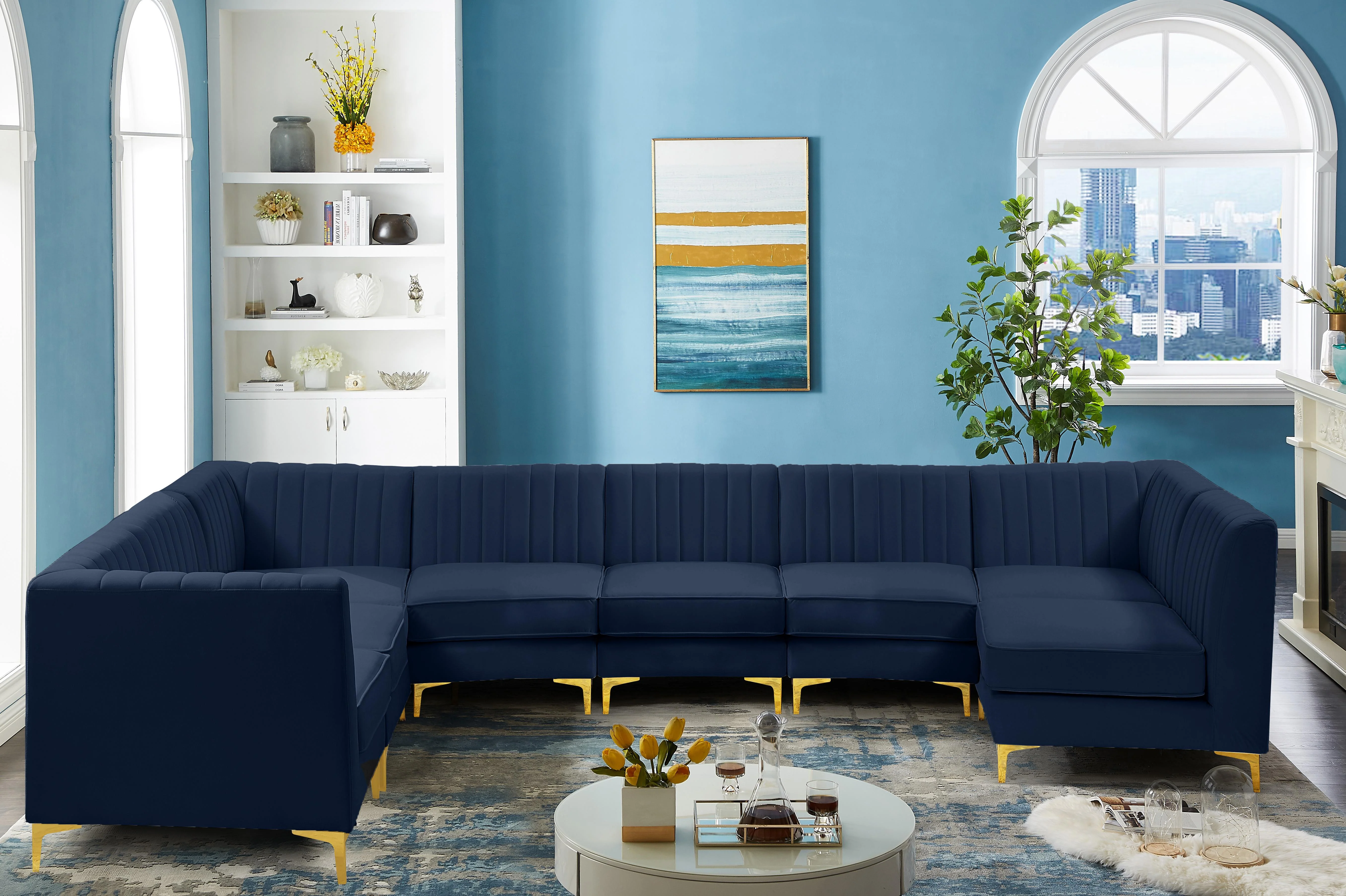 Alina Navy Velvet Modular Sectional - Image 51