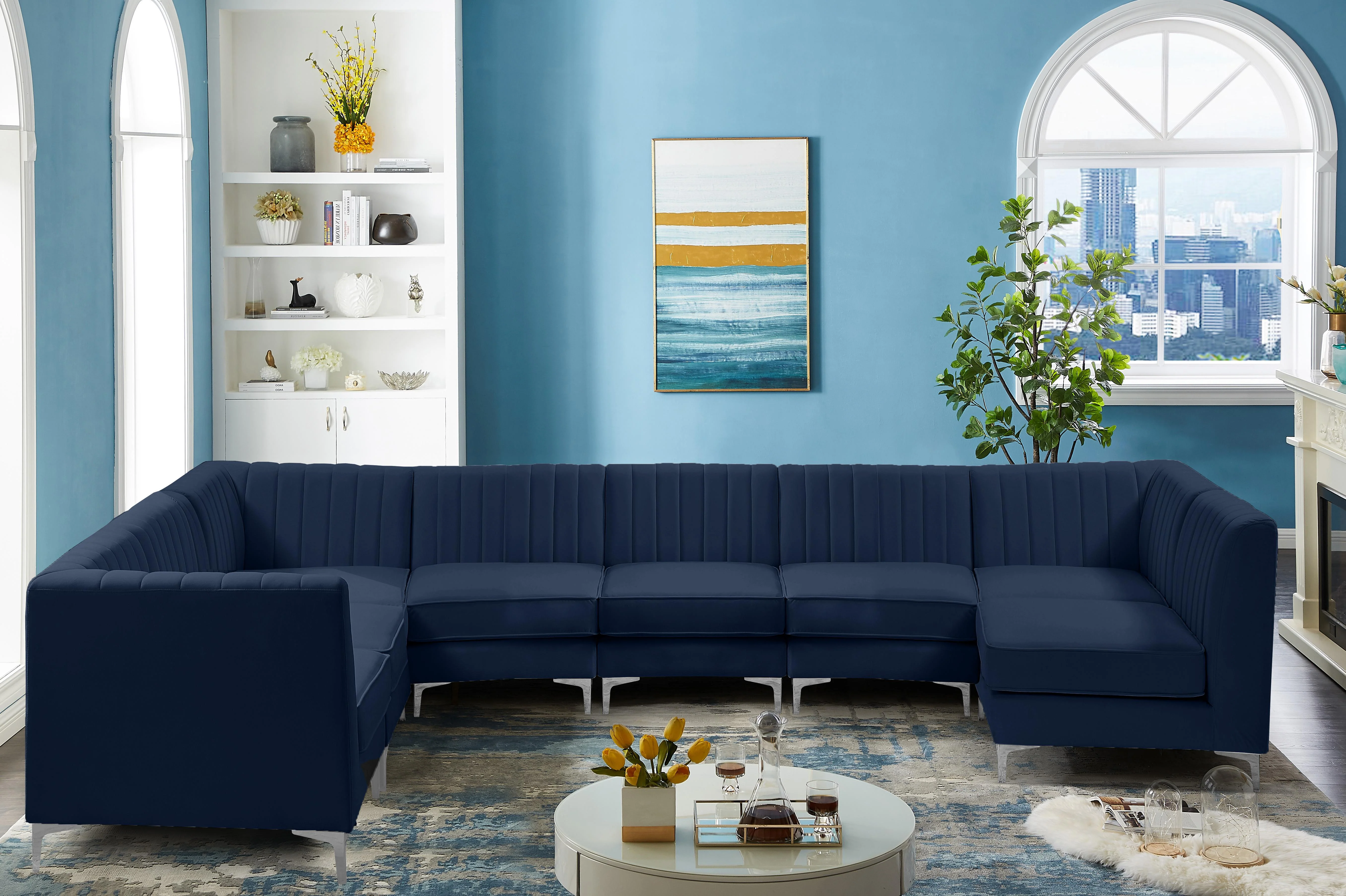 Alina Navy Velvet Modular Sectional - Image 52