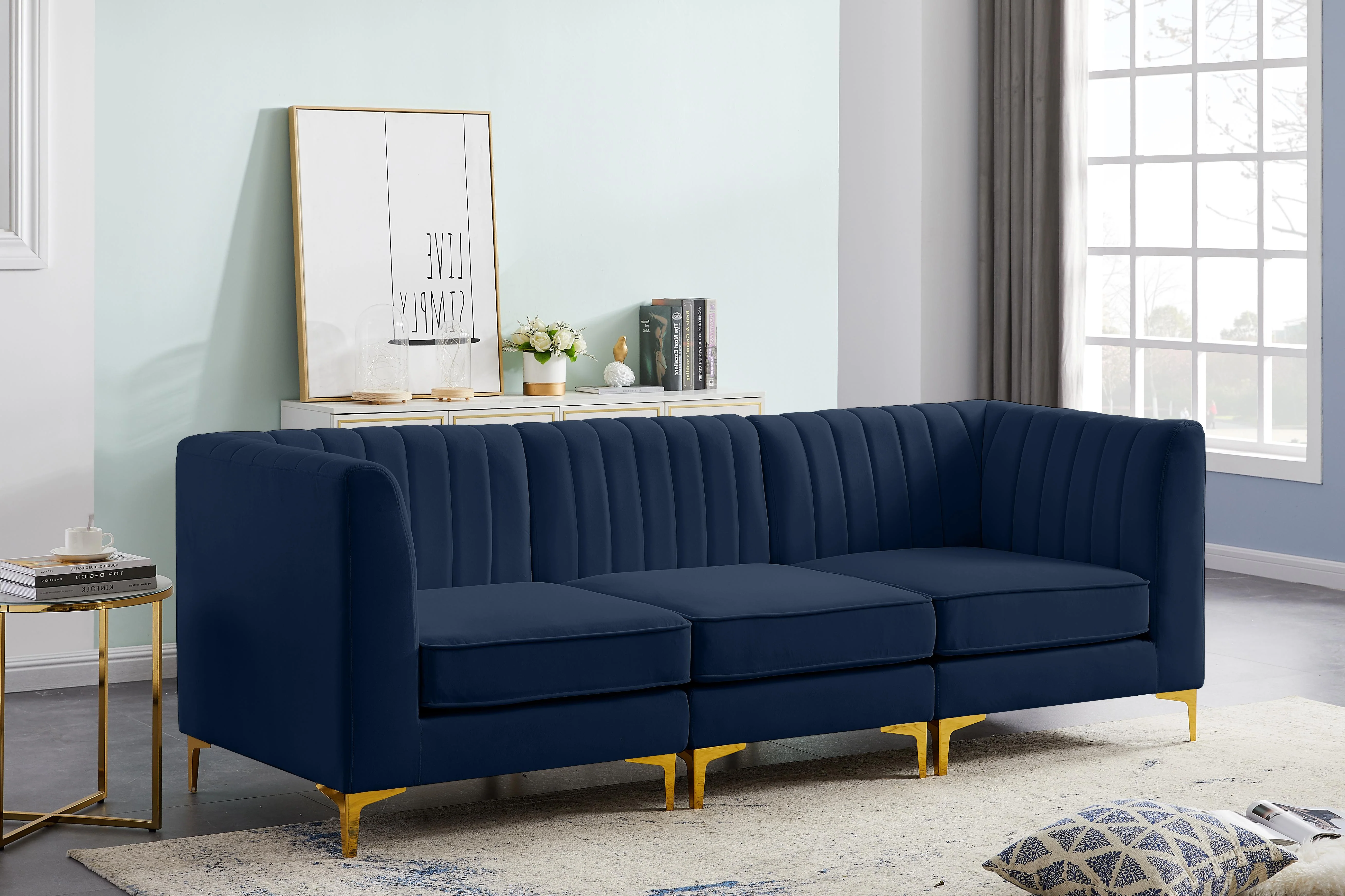 Alina Navy Velvet Modular Sofa - Image 14