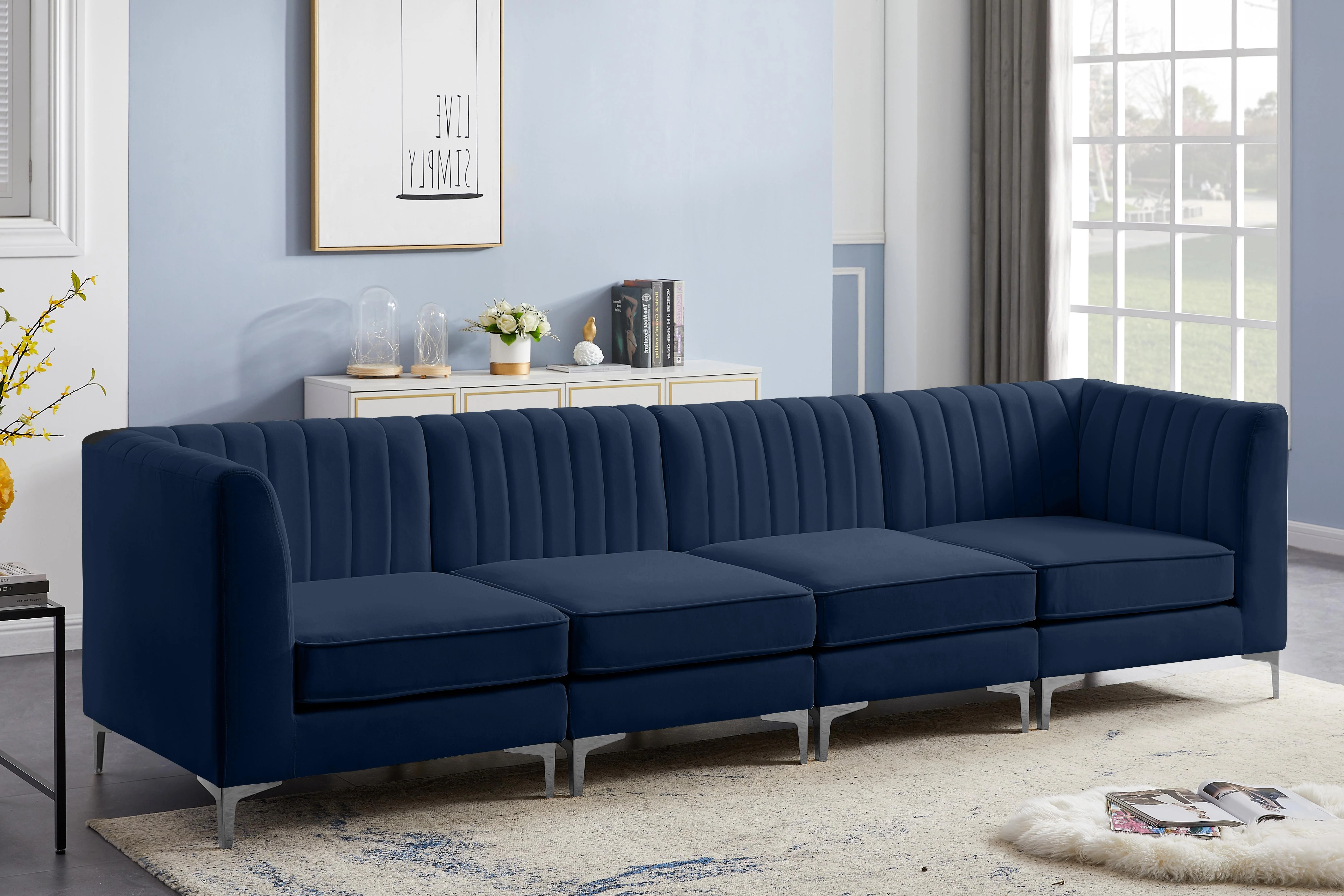 Alina Navy Velvet Modular Sofa - Image 4