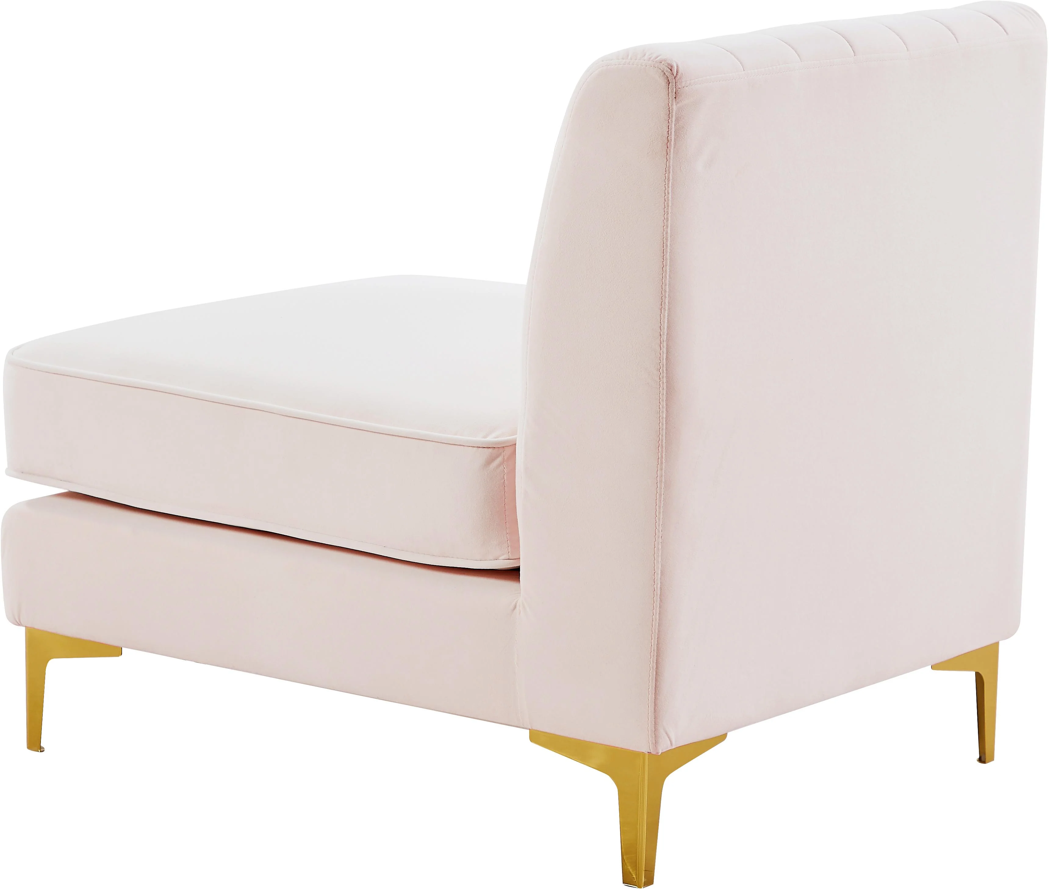 Alina Pink Velvet Armless Chair - Image 5