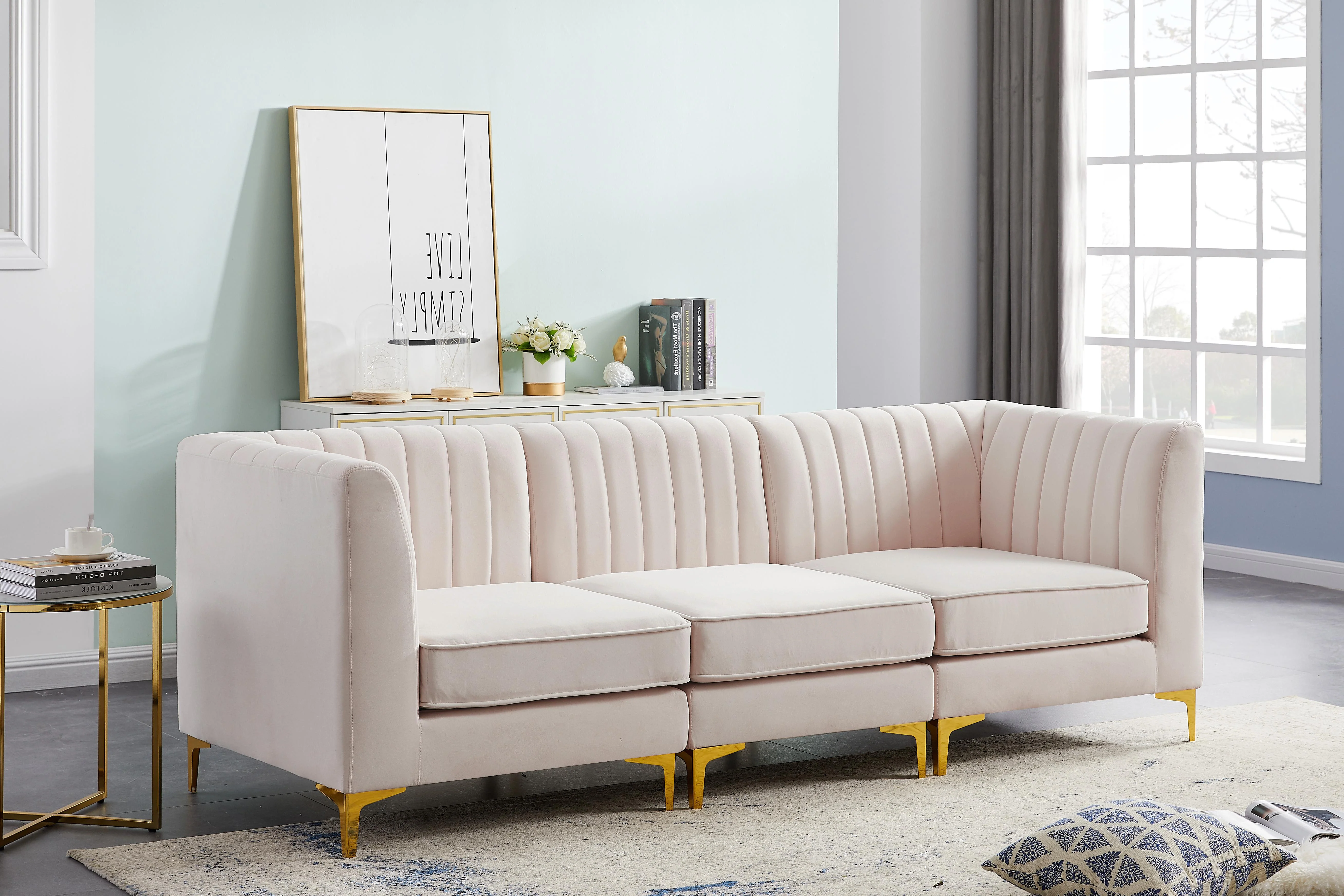 Alina Pink Velvet Modular Sectional - Image 19