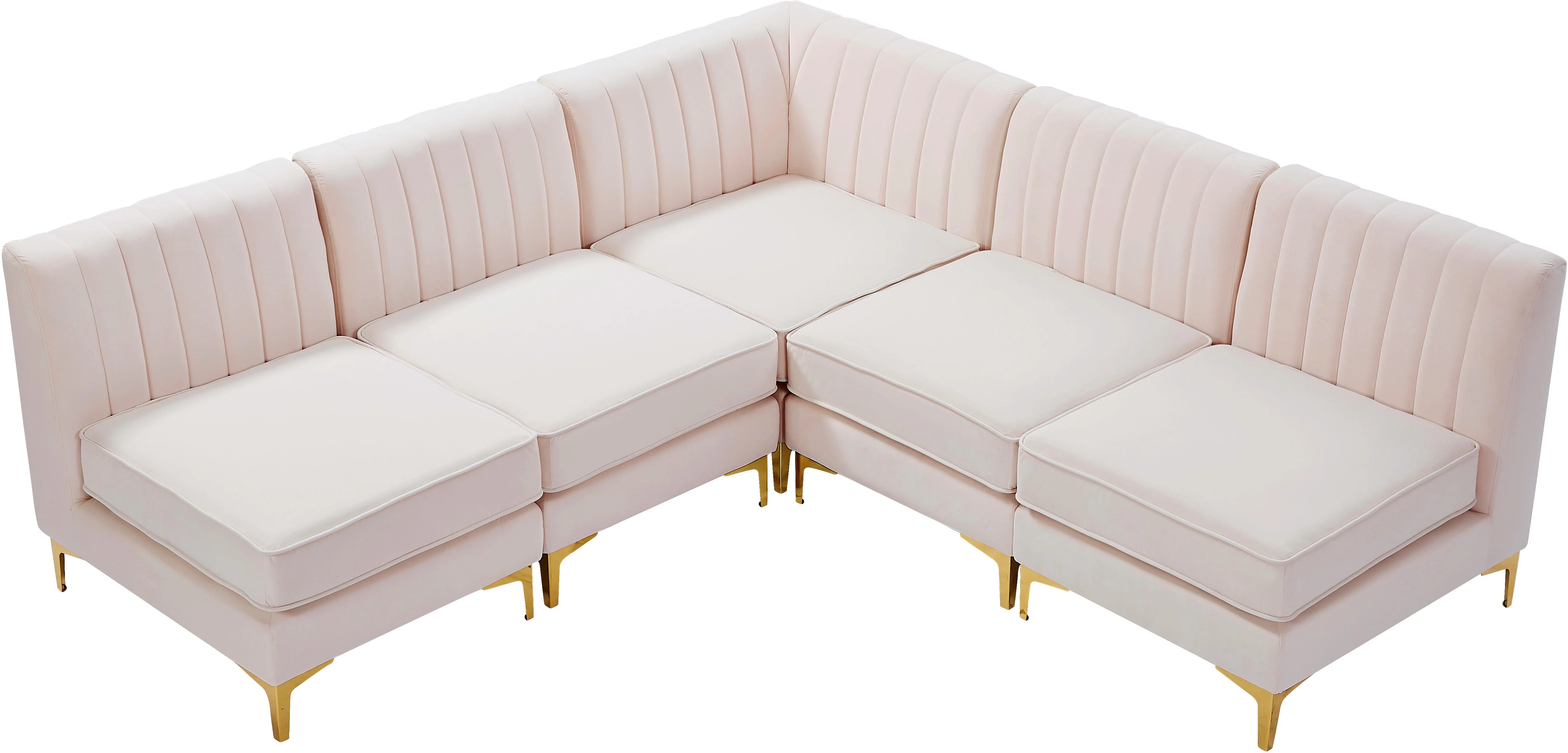 Alina Pink Velvet Modular Sectional - Image 38