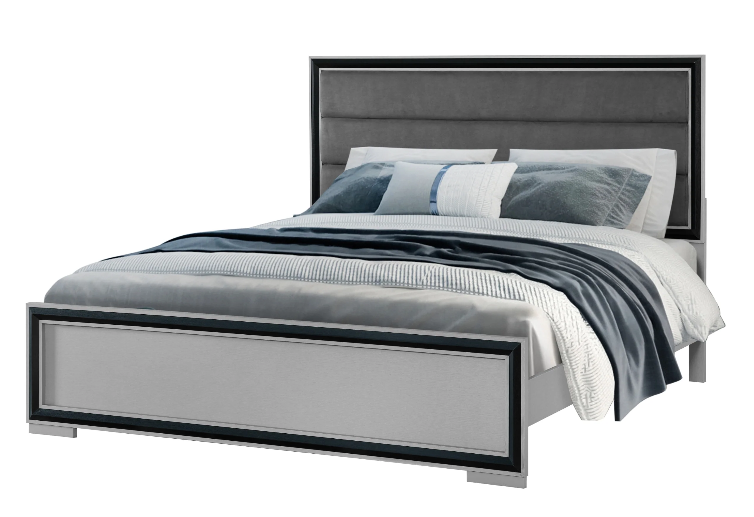 AMELIA GREY/BLACK KING BED, DRESSER, MIRROR, NIGHTSTAND - Image 3