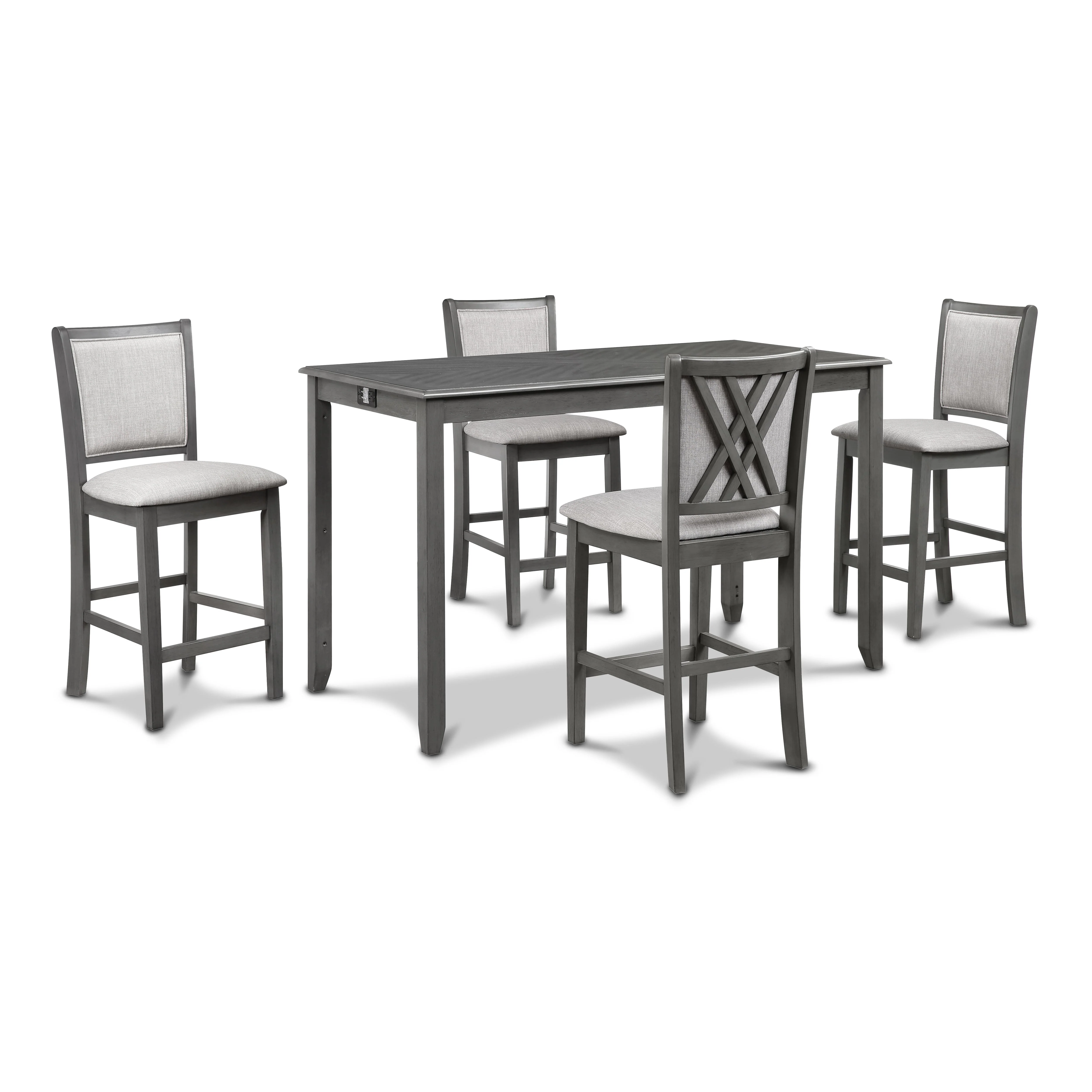 AMY 60" COUNTER TABLE+CHAIRS W/STG (5 PCS) -GRAY - Image 2