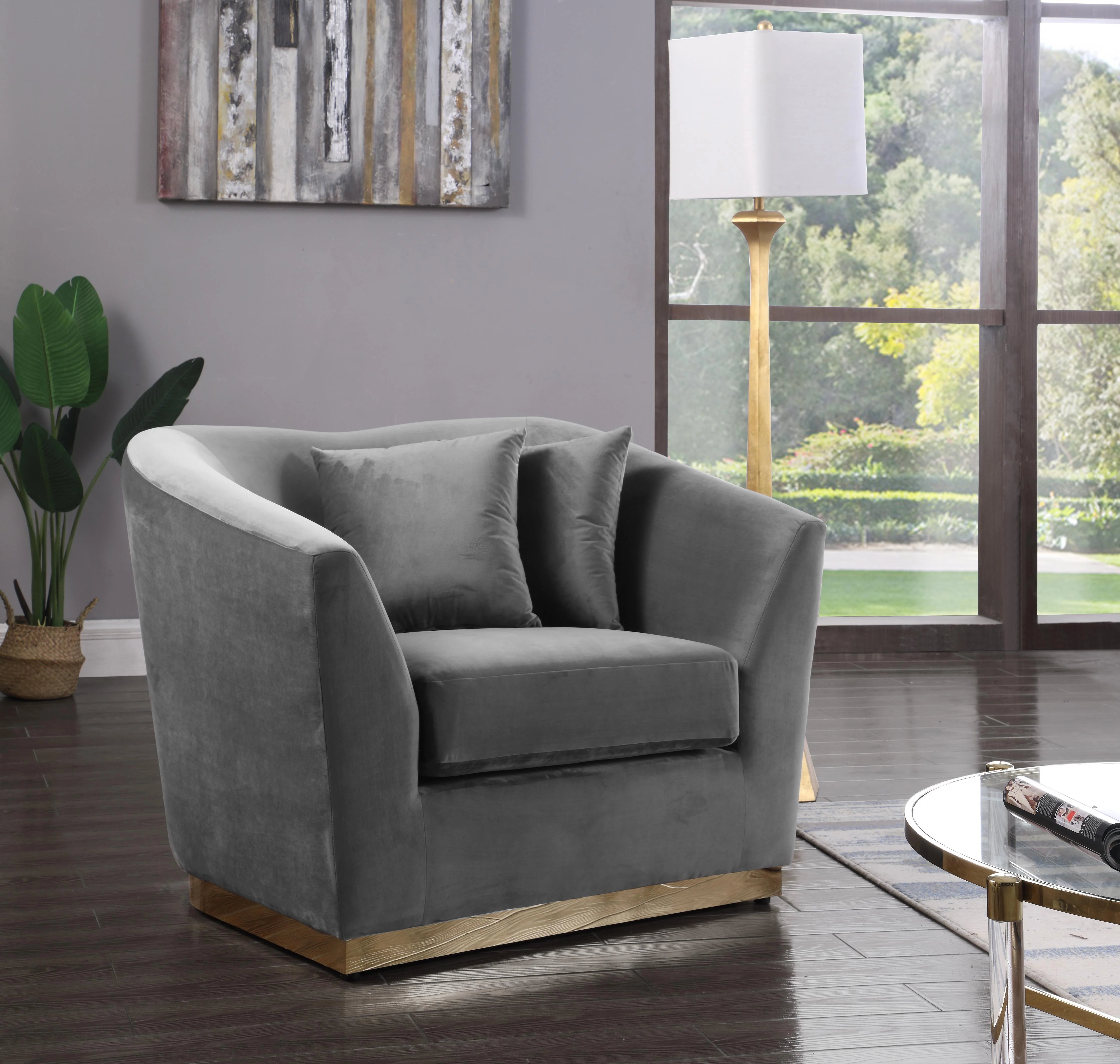 Arabella Grey Velvet Chair - Image 2