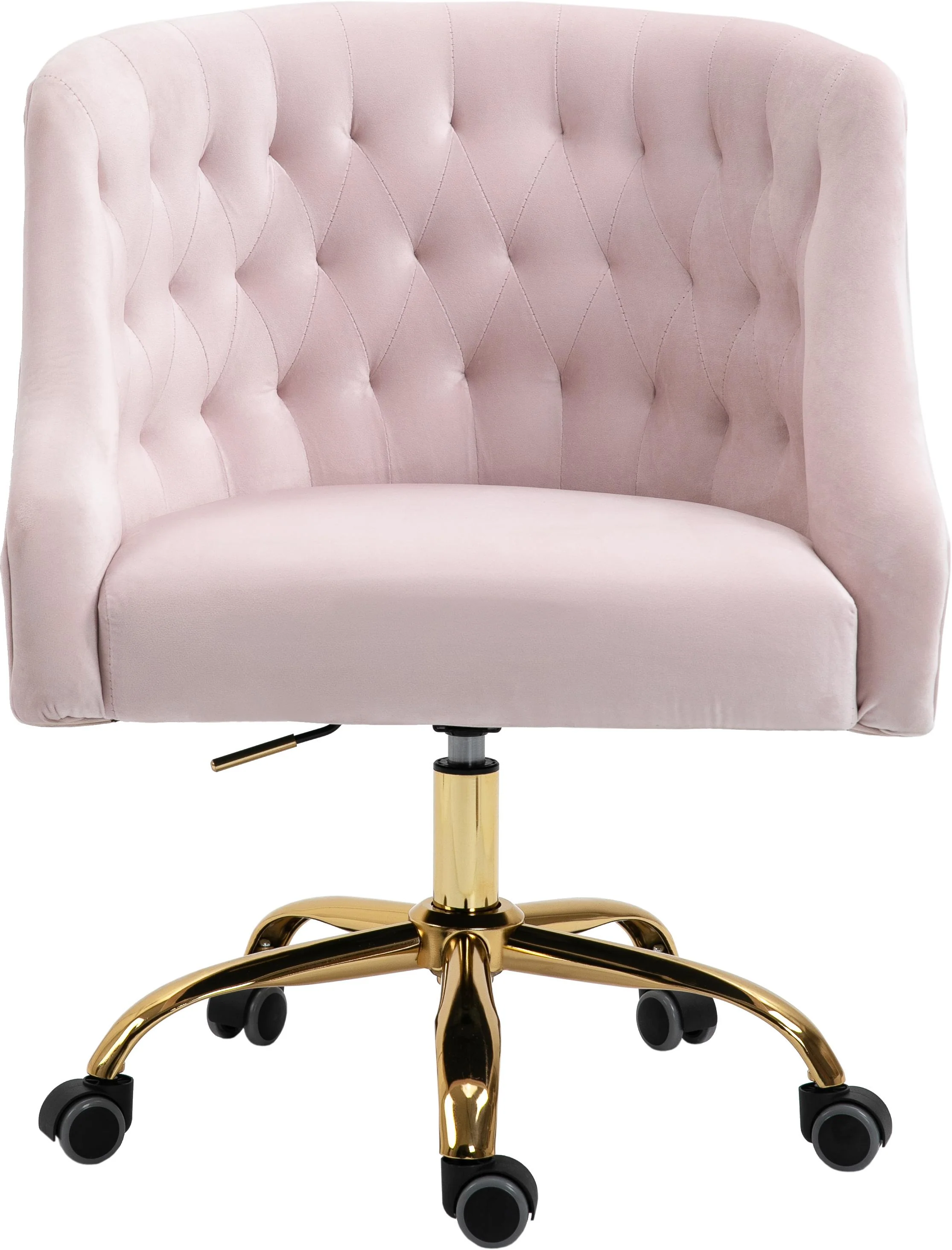 Arden Pink Velvet Office Chair - Image 4