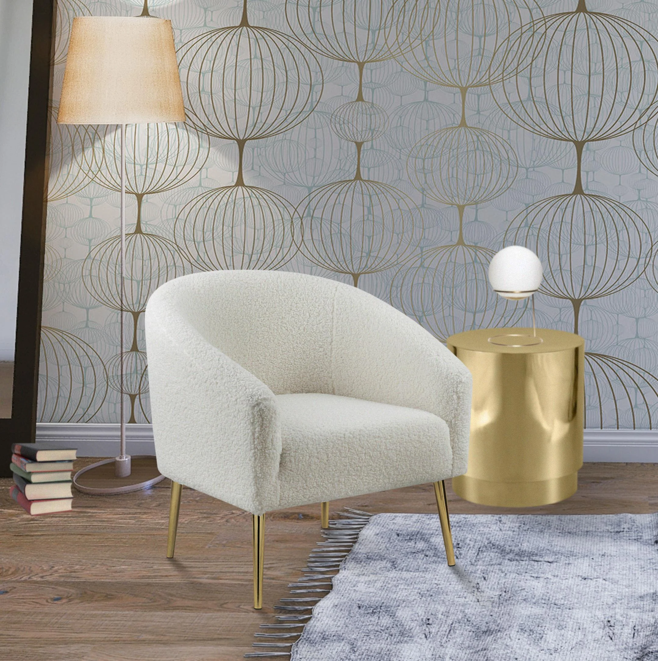 Barlow White Faux Sheepskin Fur Accent Chair - Image 2