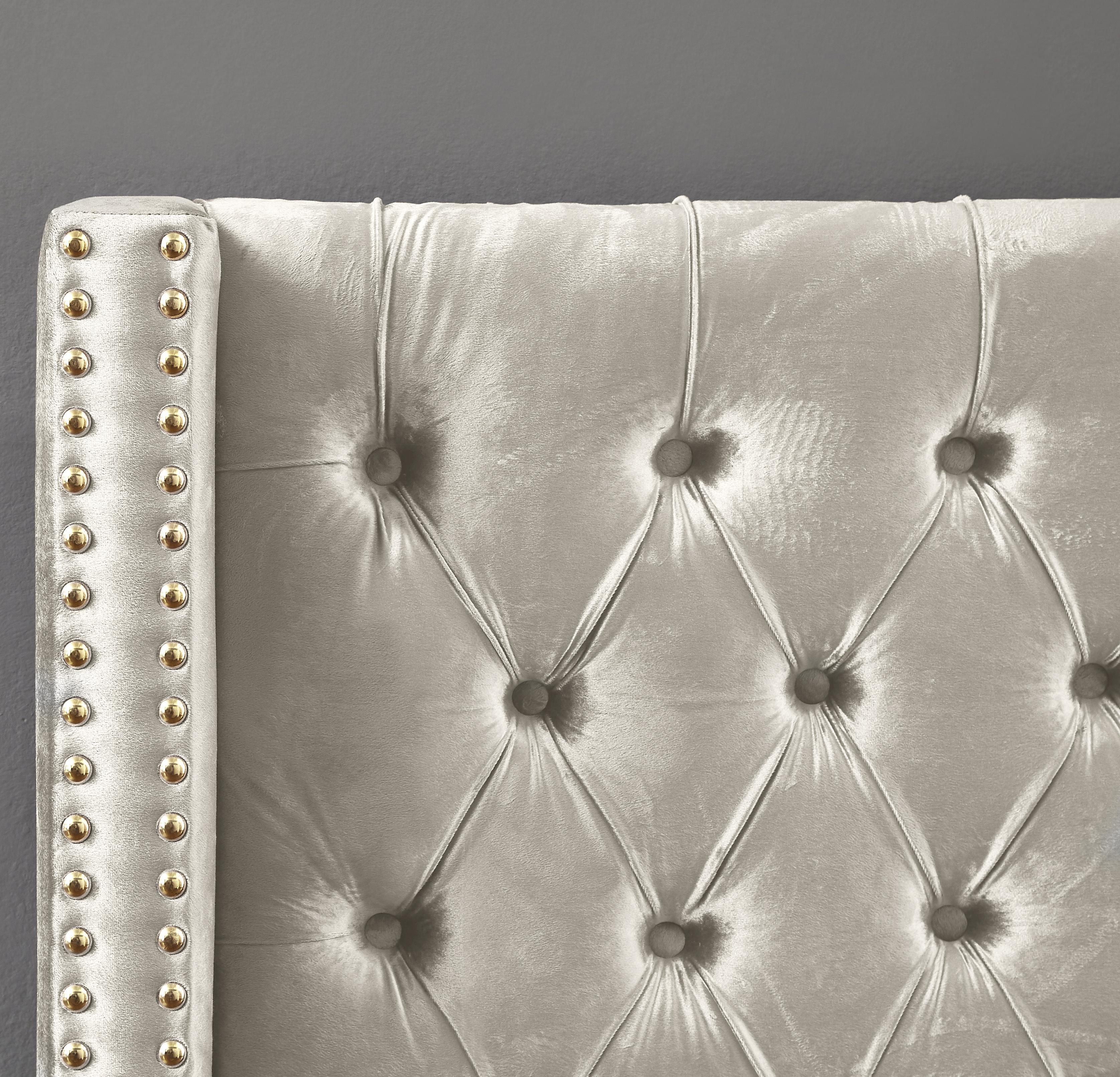 Barolo Cream Velvet Queen Bed - Image 7