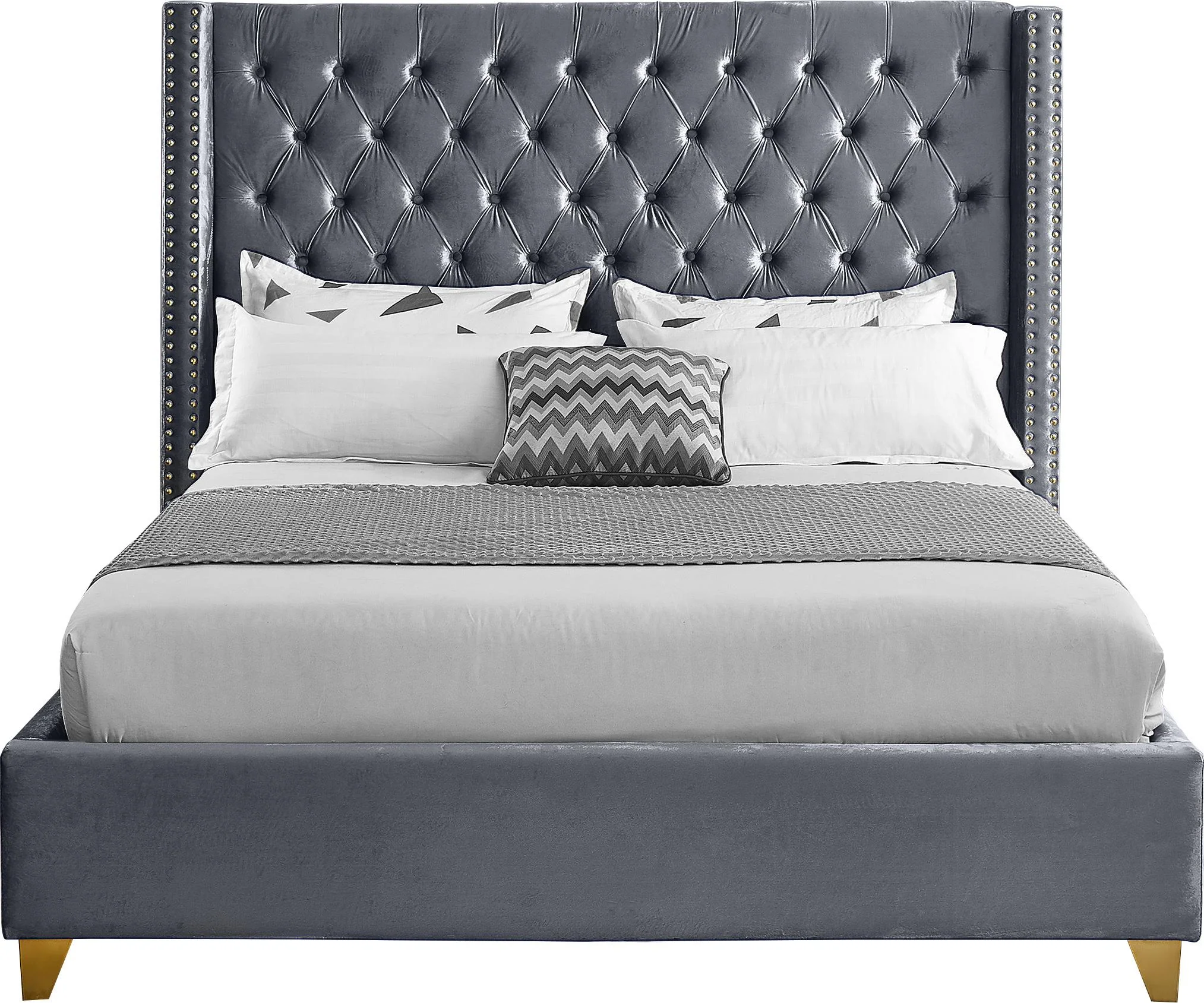 Barolo Grey Velvet Full Bed - Image 3