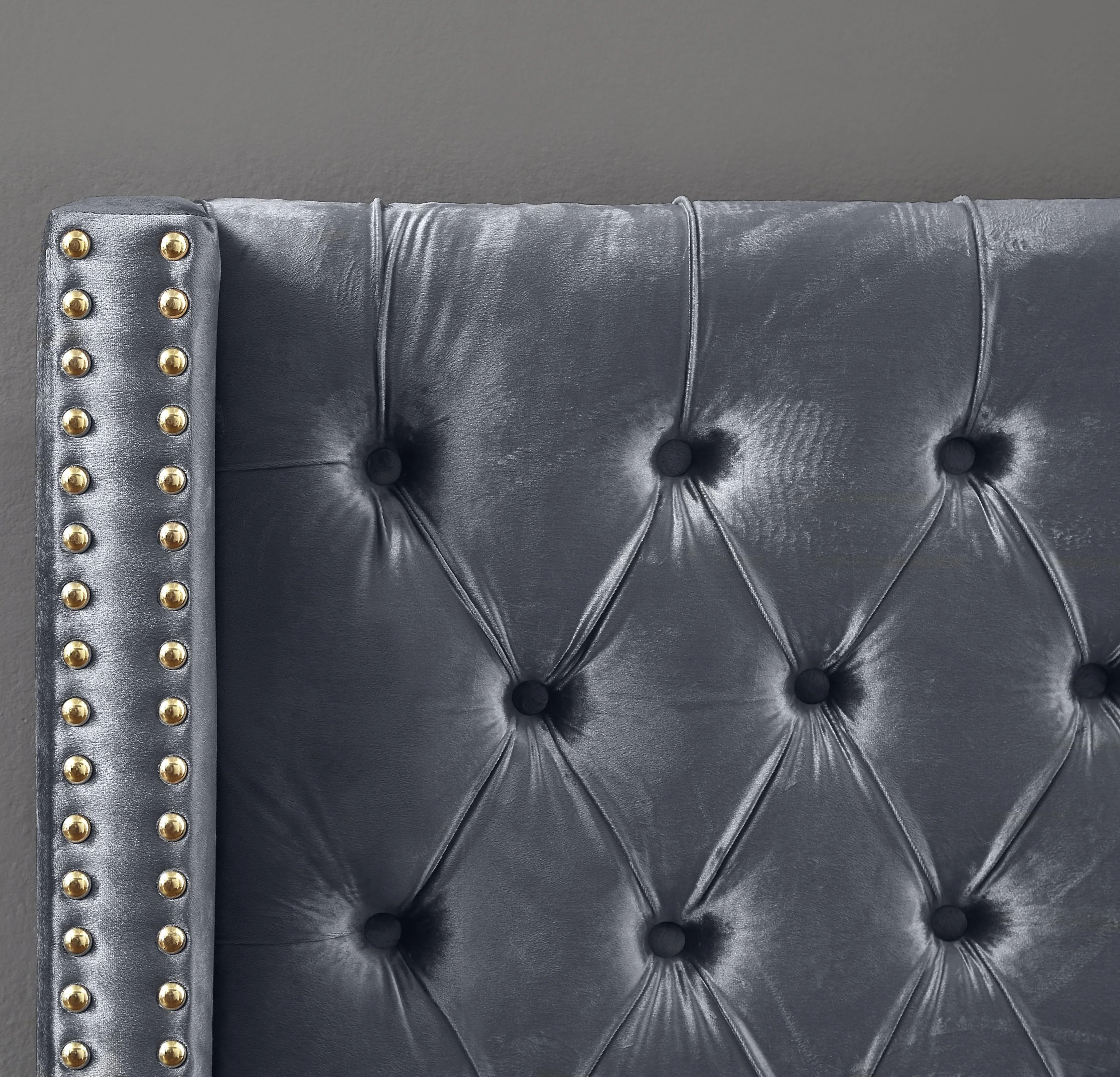 Barolo Grey Velvet King Bed - Image 7