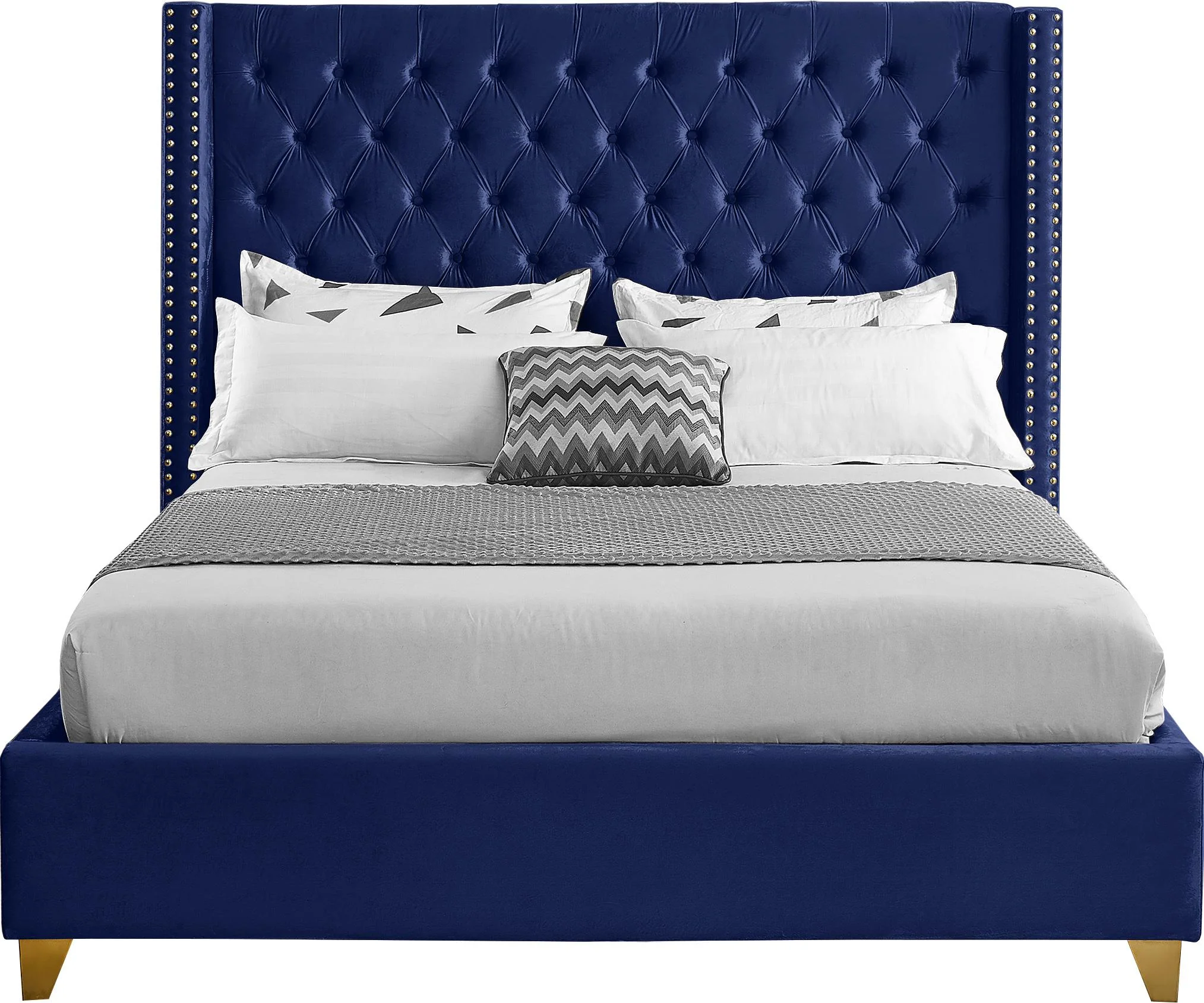 Barolo Navy Velvet King Bed - Image 3