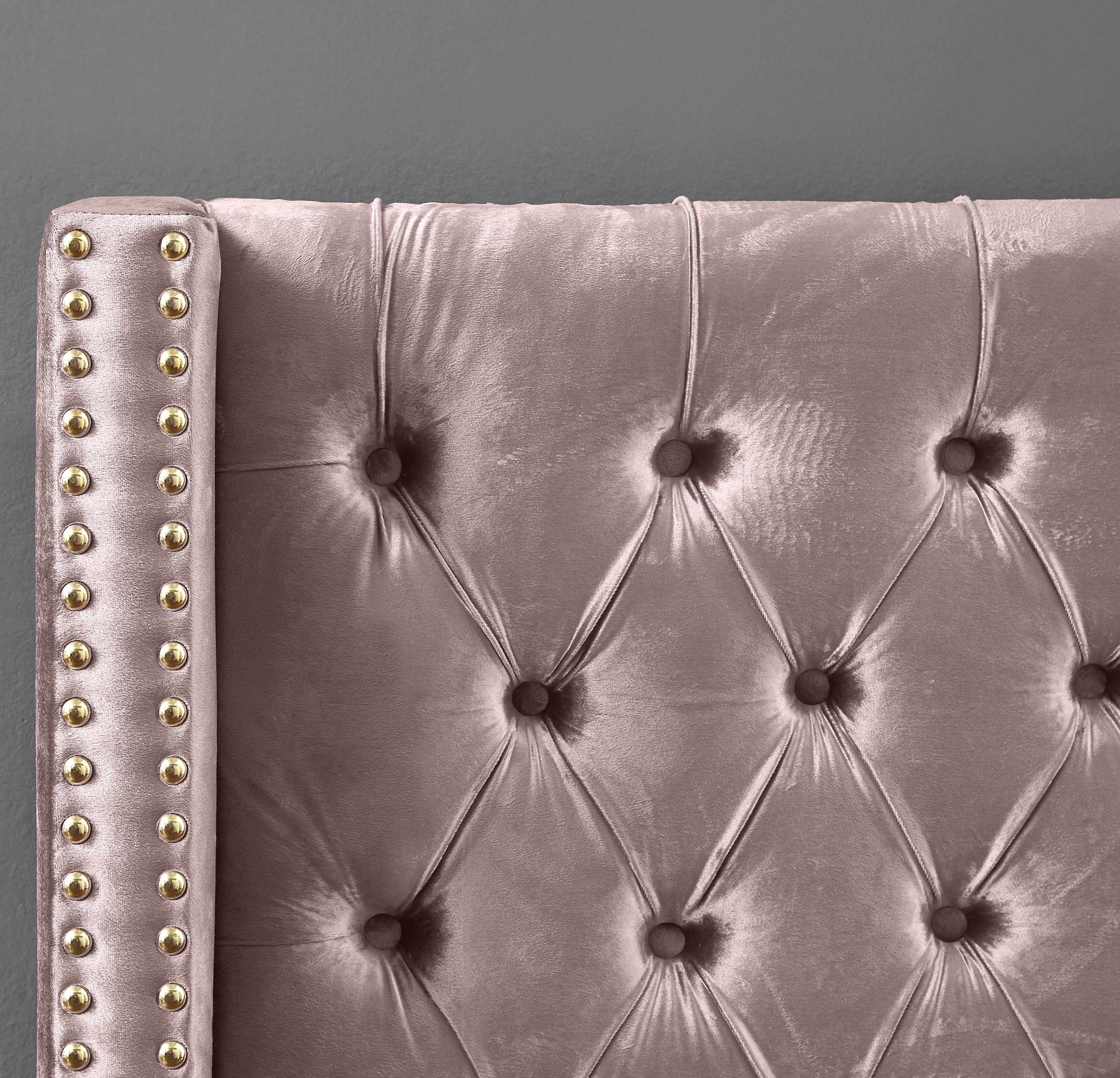Barolo Pink Velvet Twin Bed - Image 3
