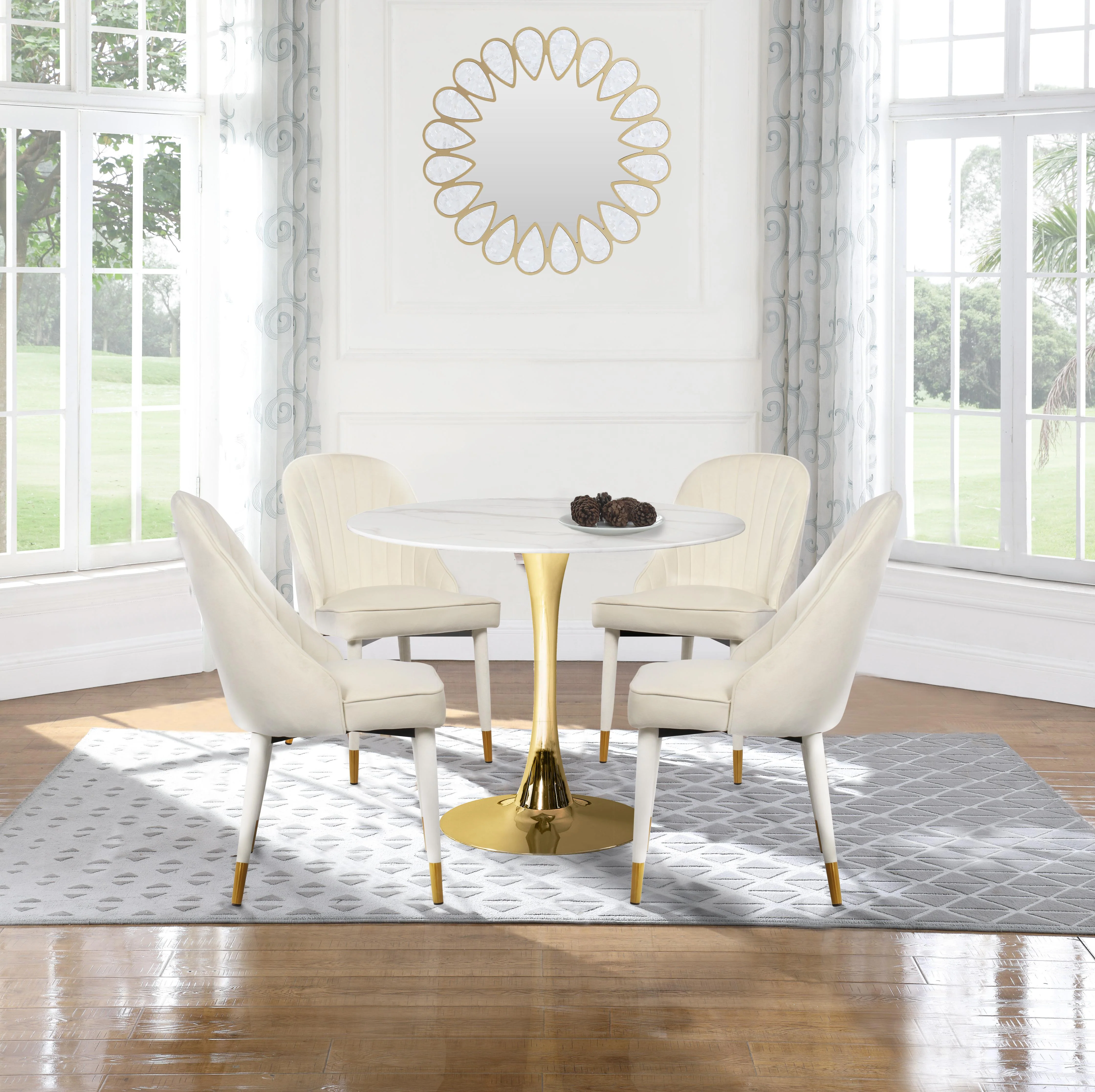 Belle Cream Velvet Dining Chair - Image 6