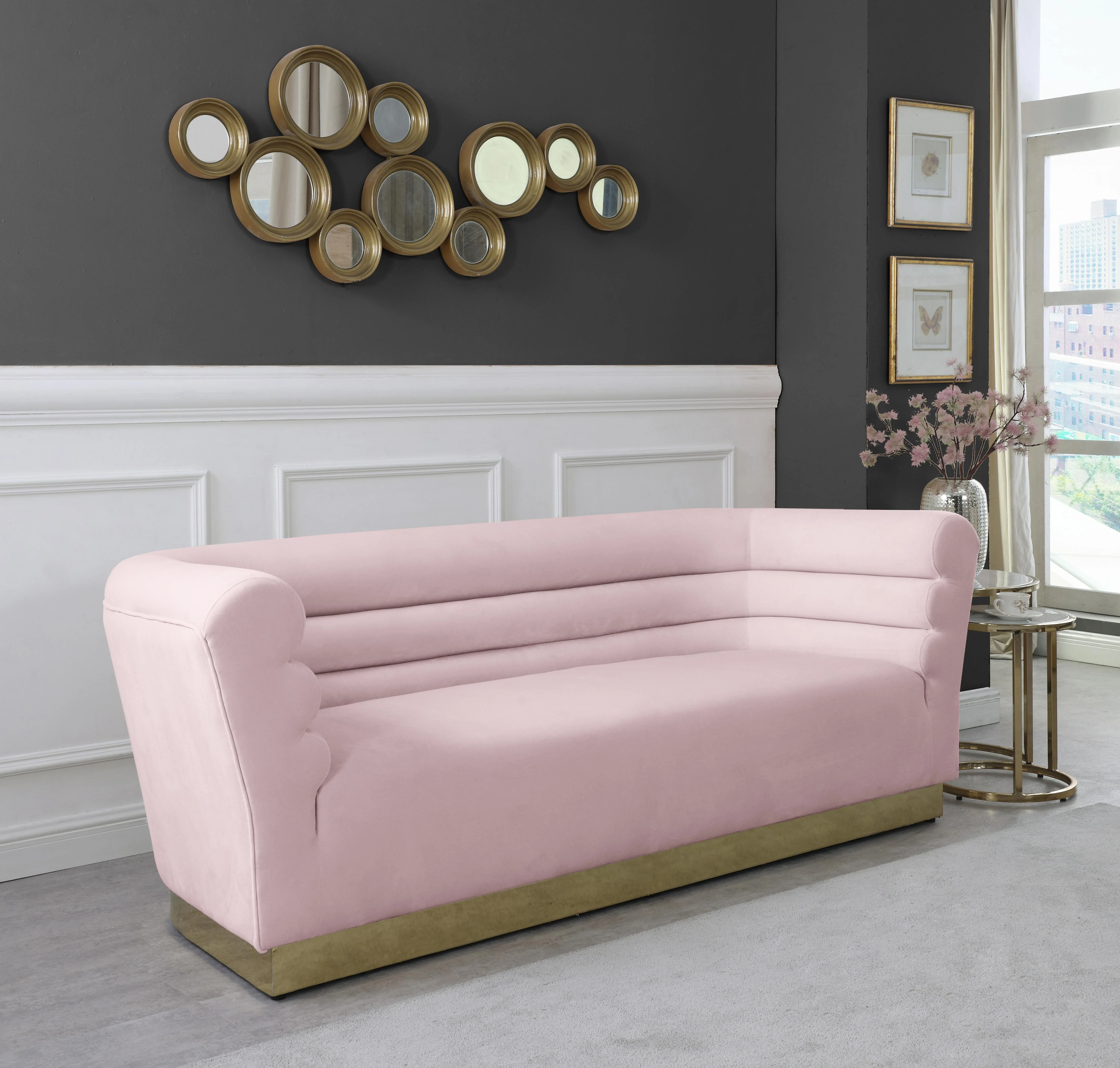 Bellini Pink Velvet Sofa - Image 2