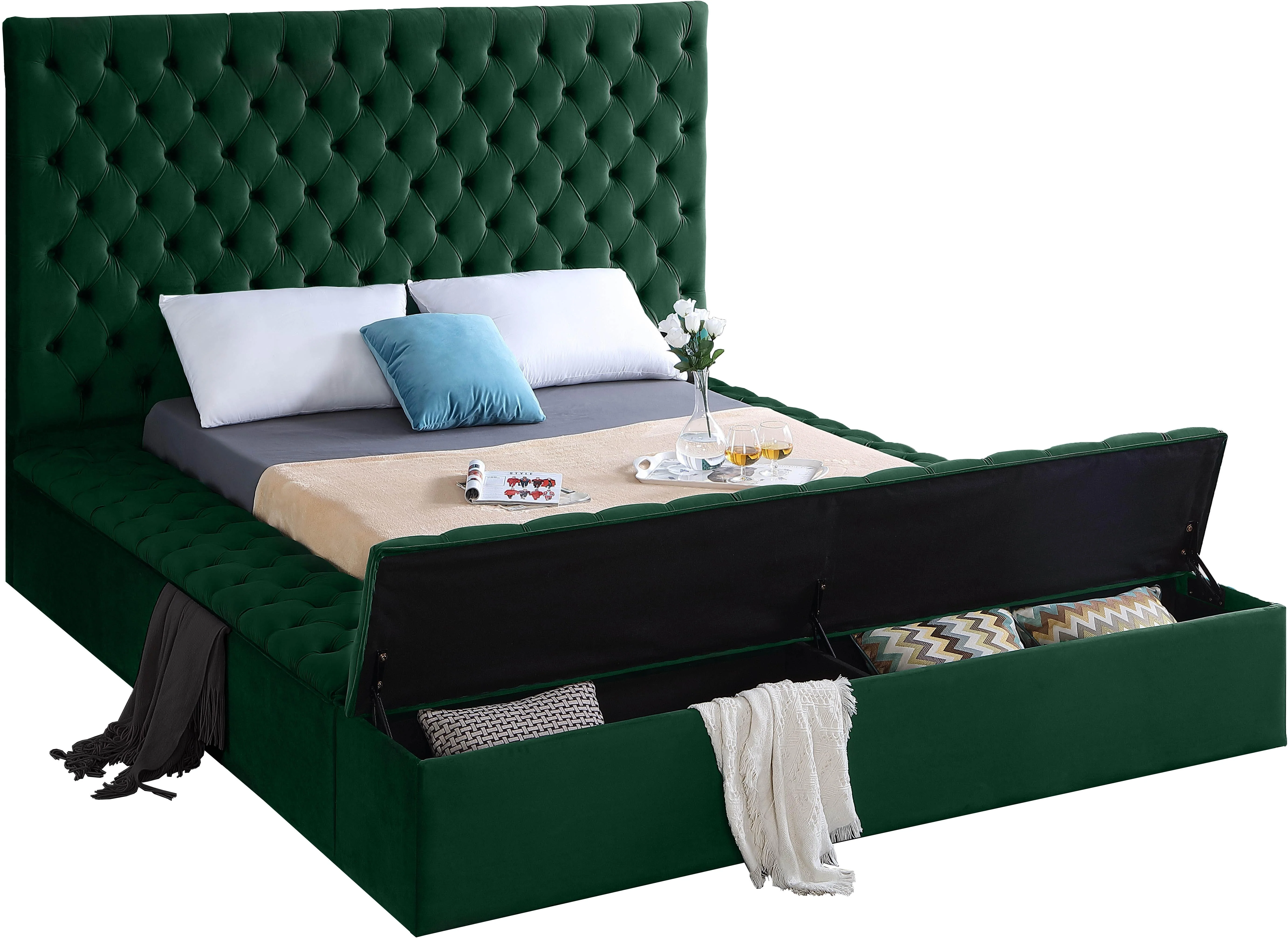 Bliss Green Velvet King Bed (3 Boxes) - Image 2