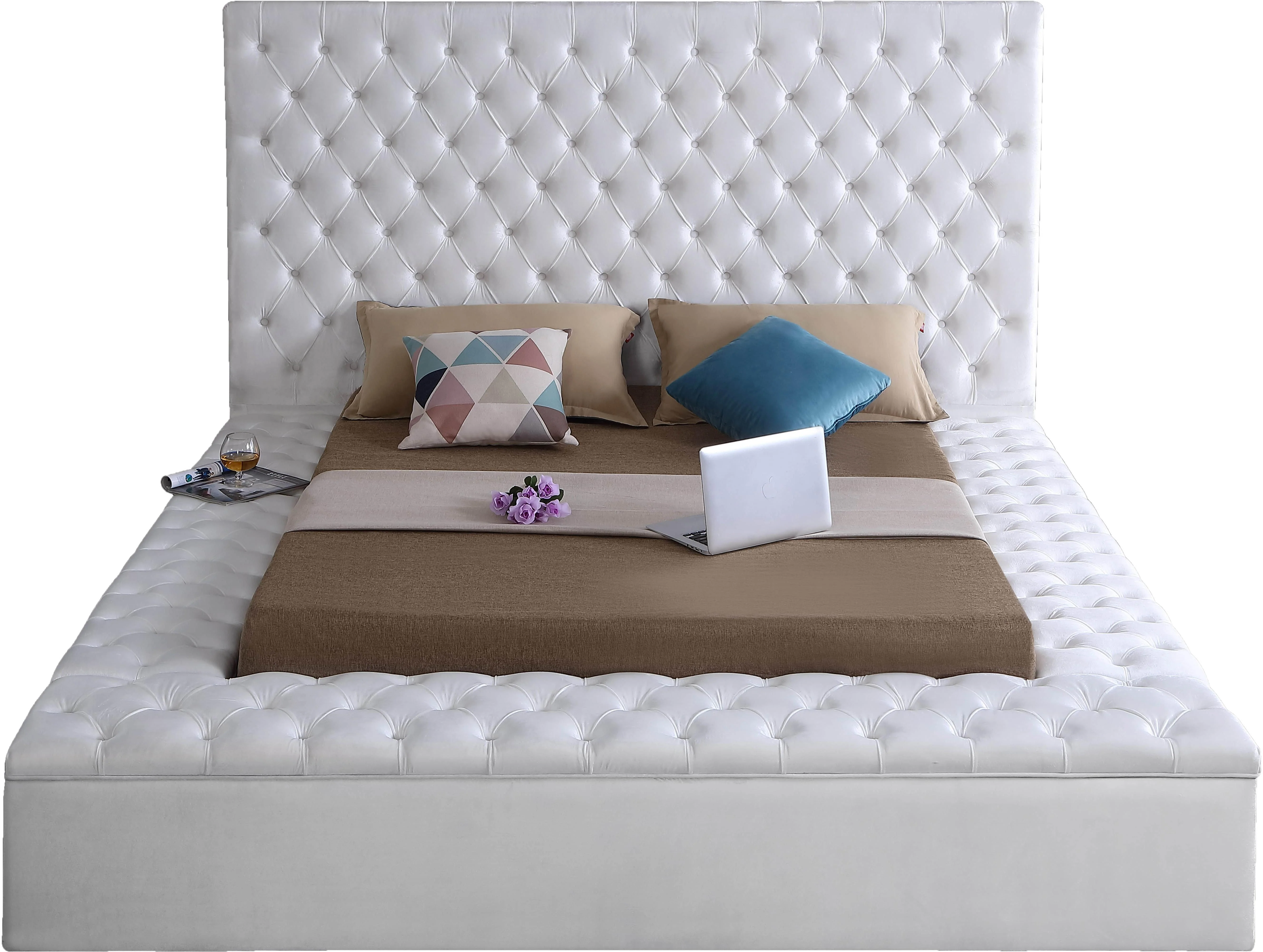 Bliss White Velvet Full Bed (3 Boxes) - Image 3